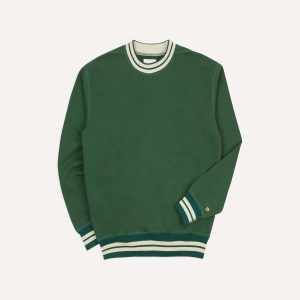 Green Striped Rib Cotton Jersey Sweatshirt