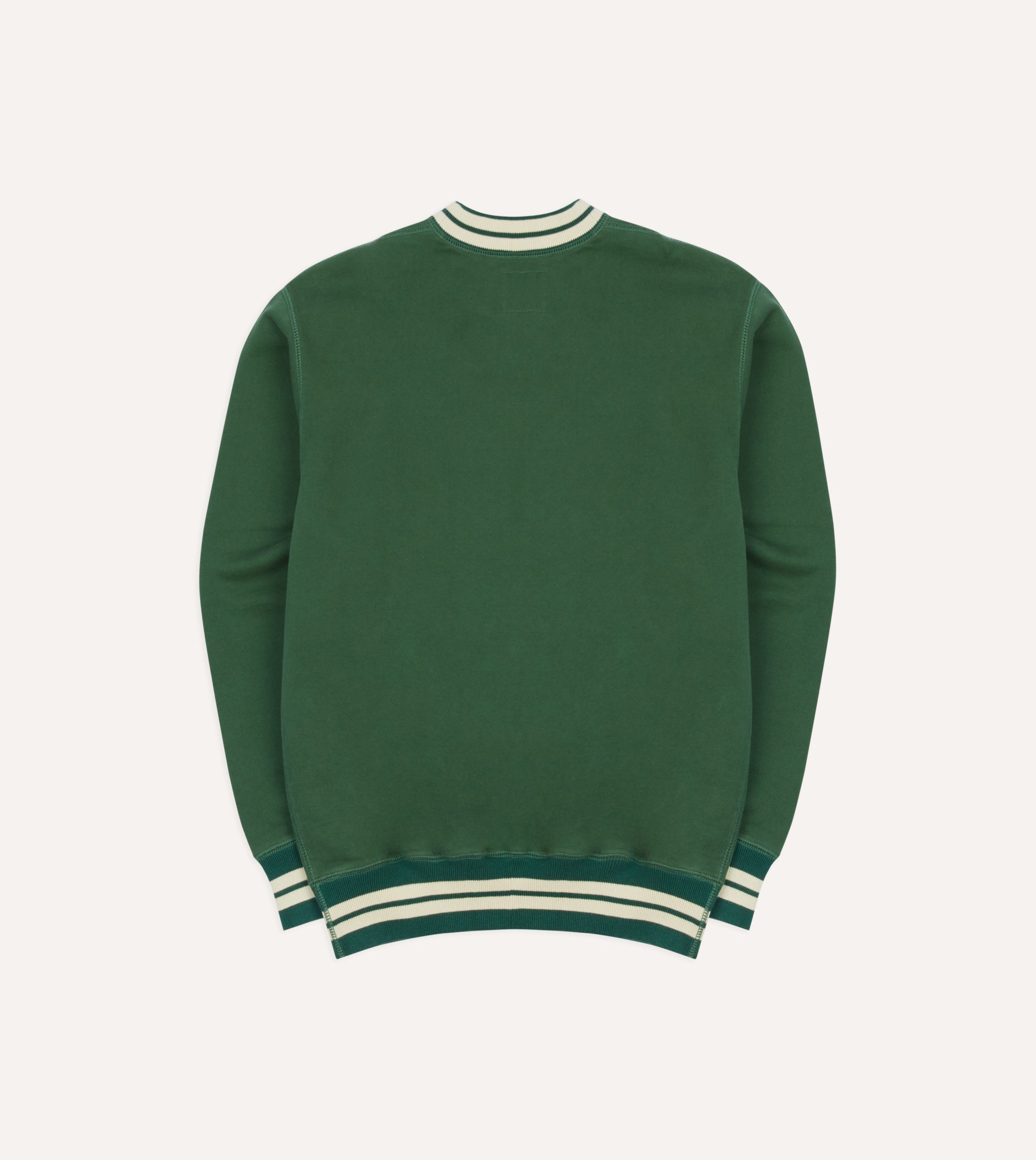 Green Striped Rib Cotton Jersey Sweatshirt - Image 5