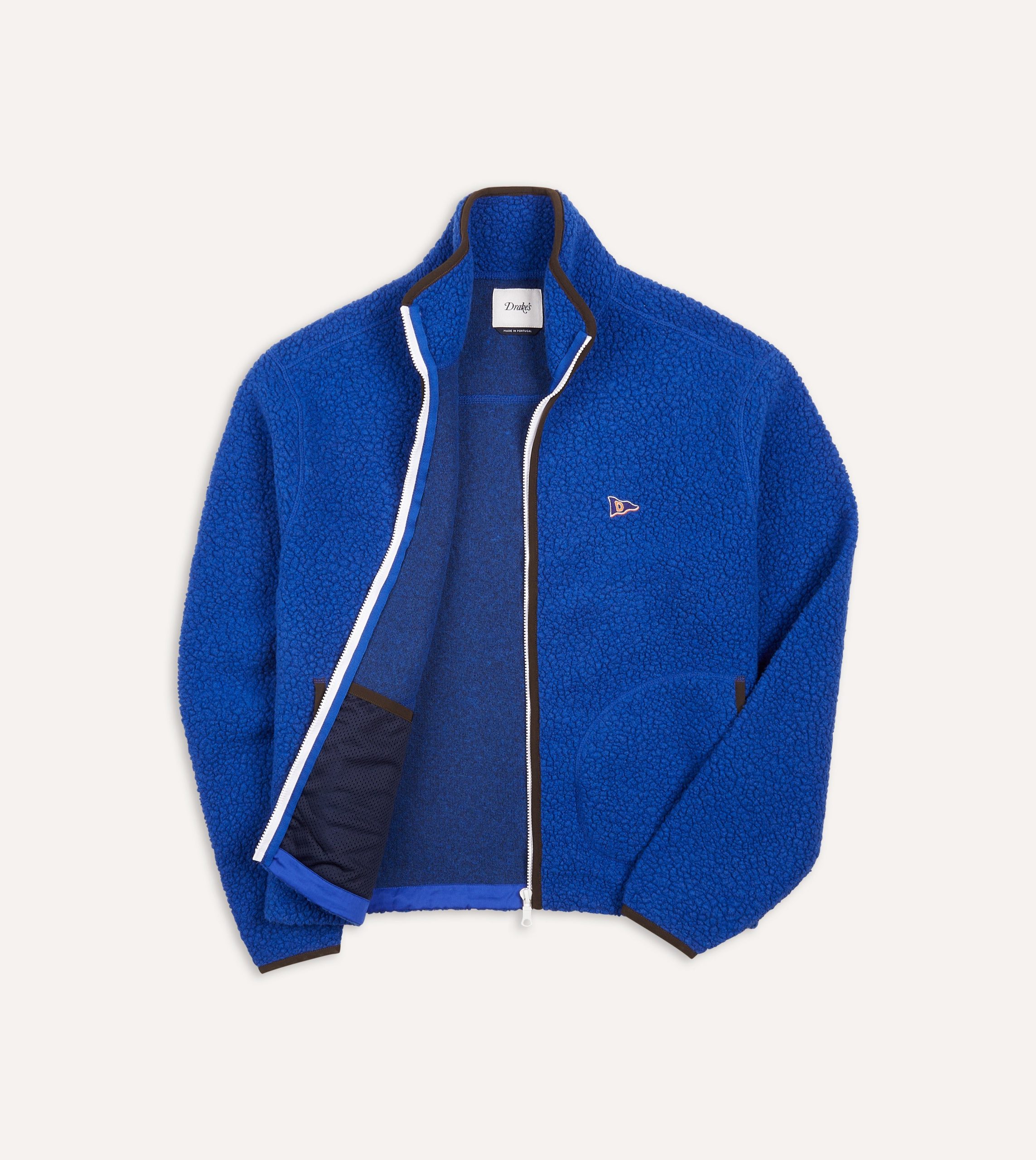 Blue Boucle Wool Zip Fleece Jacket - Image 3