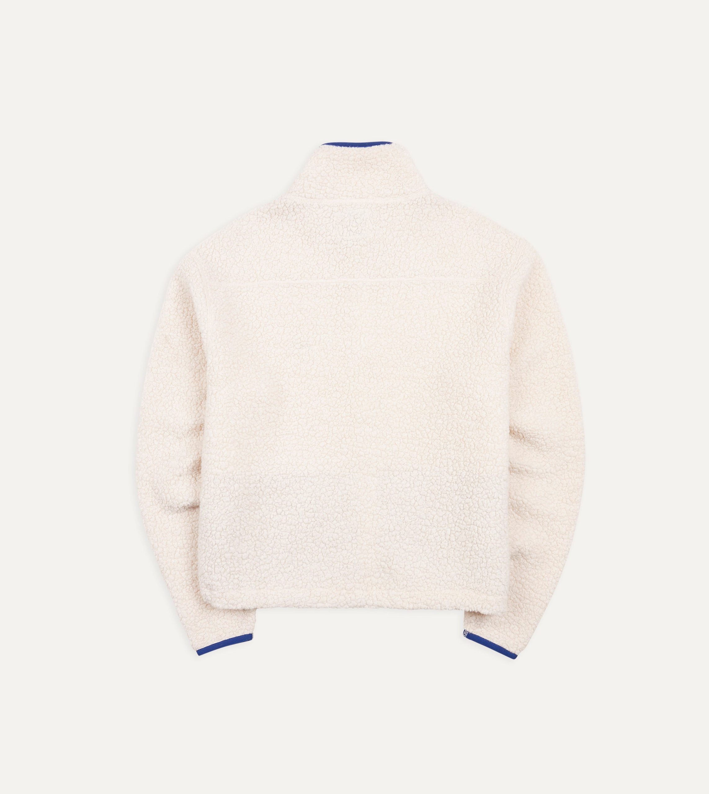 Ecru Boucle Wool Zip Fleece Jacket - Image 7