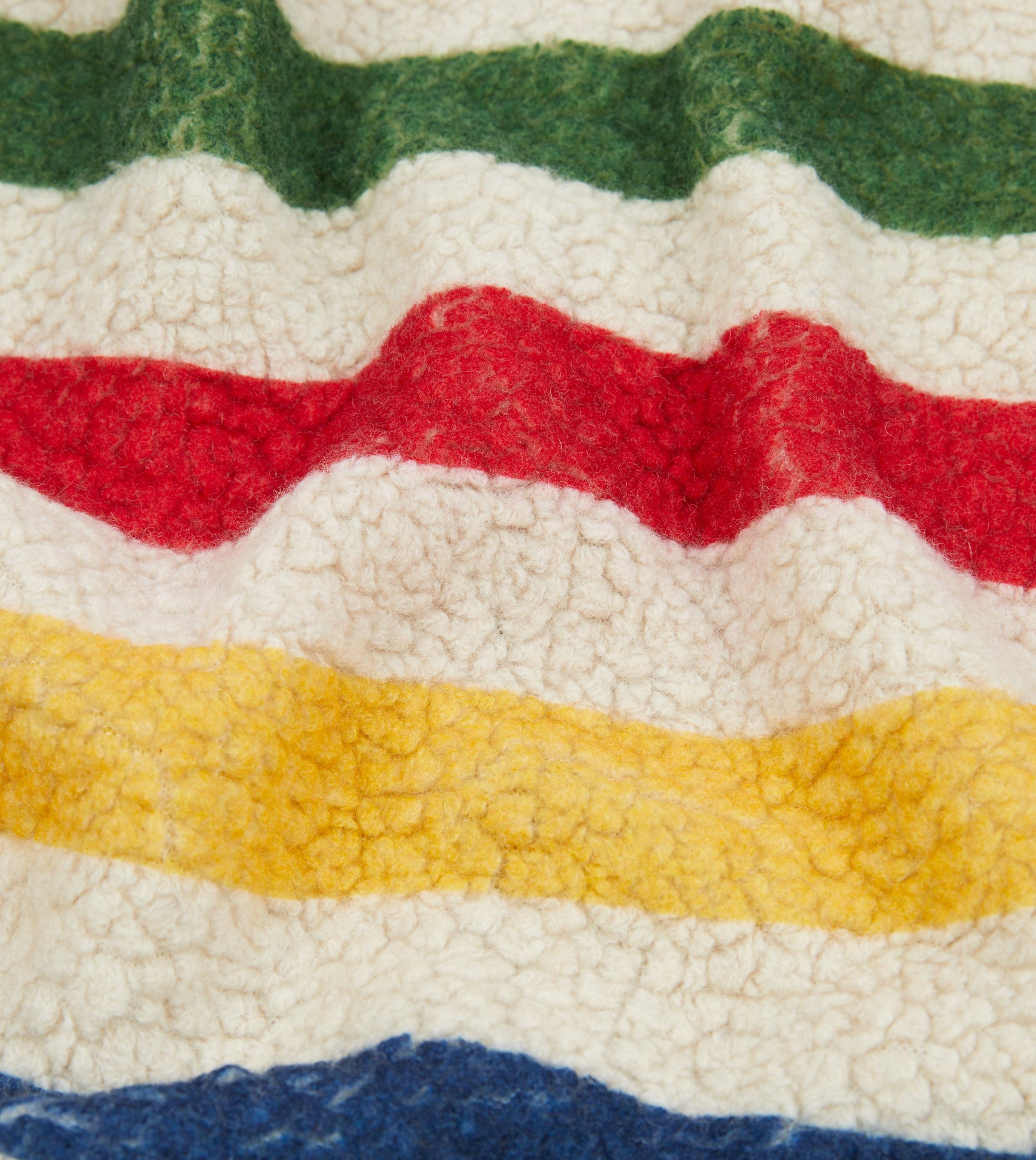 Ecru Stripe Boucle Wool Zip Fleece Jacket - Image 2