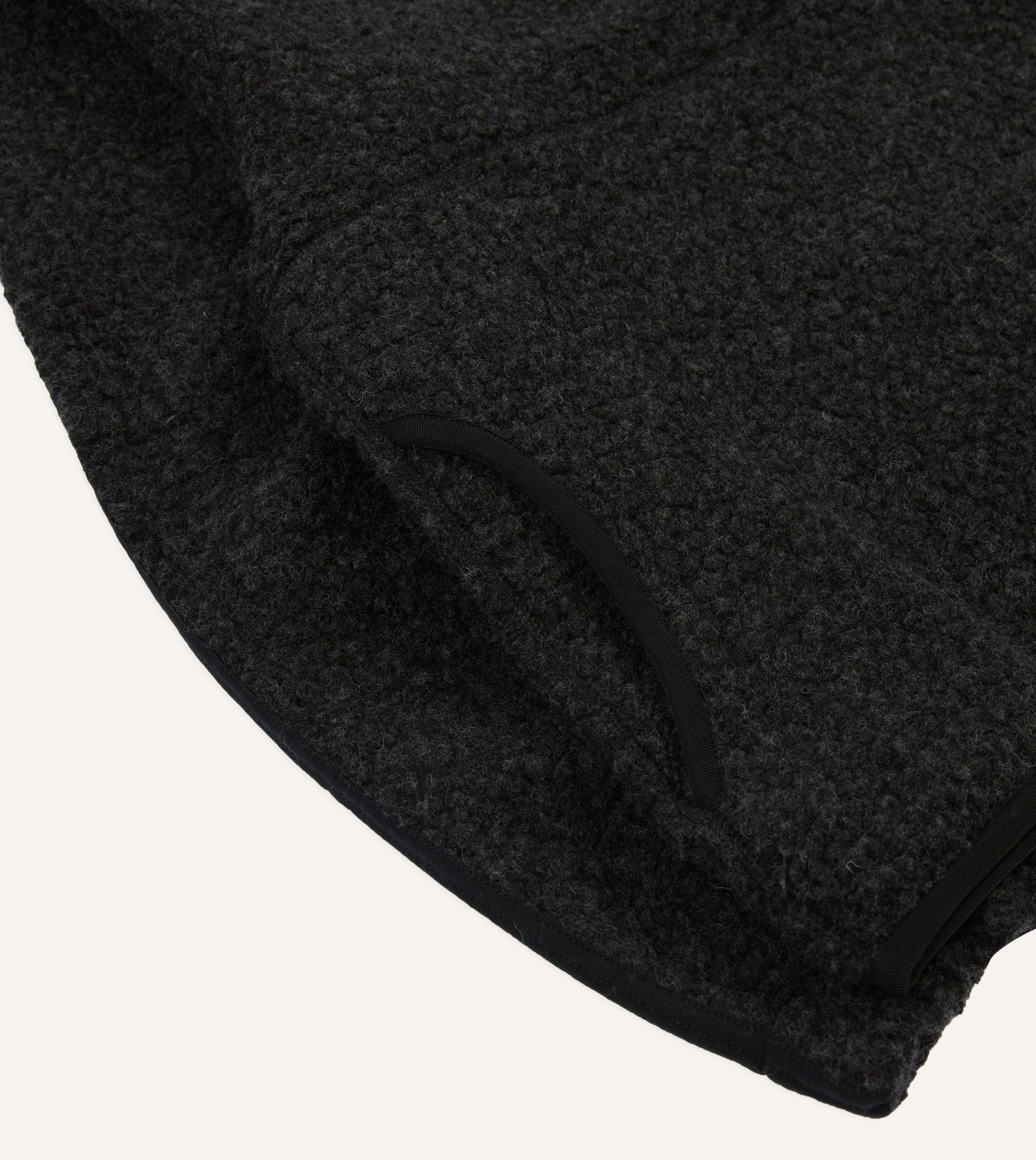 Drake's by A. Levine Grey Boucle Wool Half-Zip Fleece Jacket - Image 7