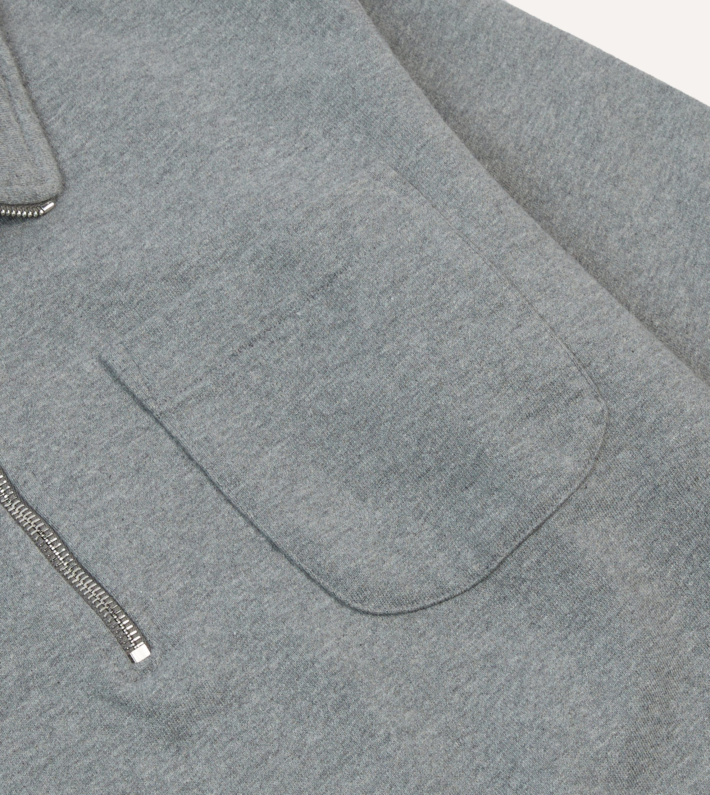 Grey Cotton Quarter Zip Collared Sweatshirt - Image 4