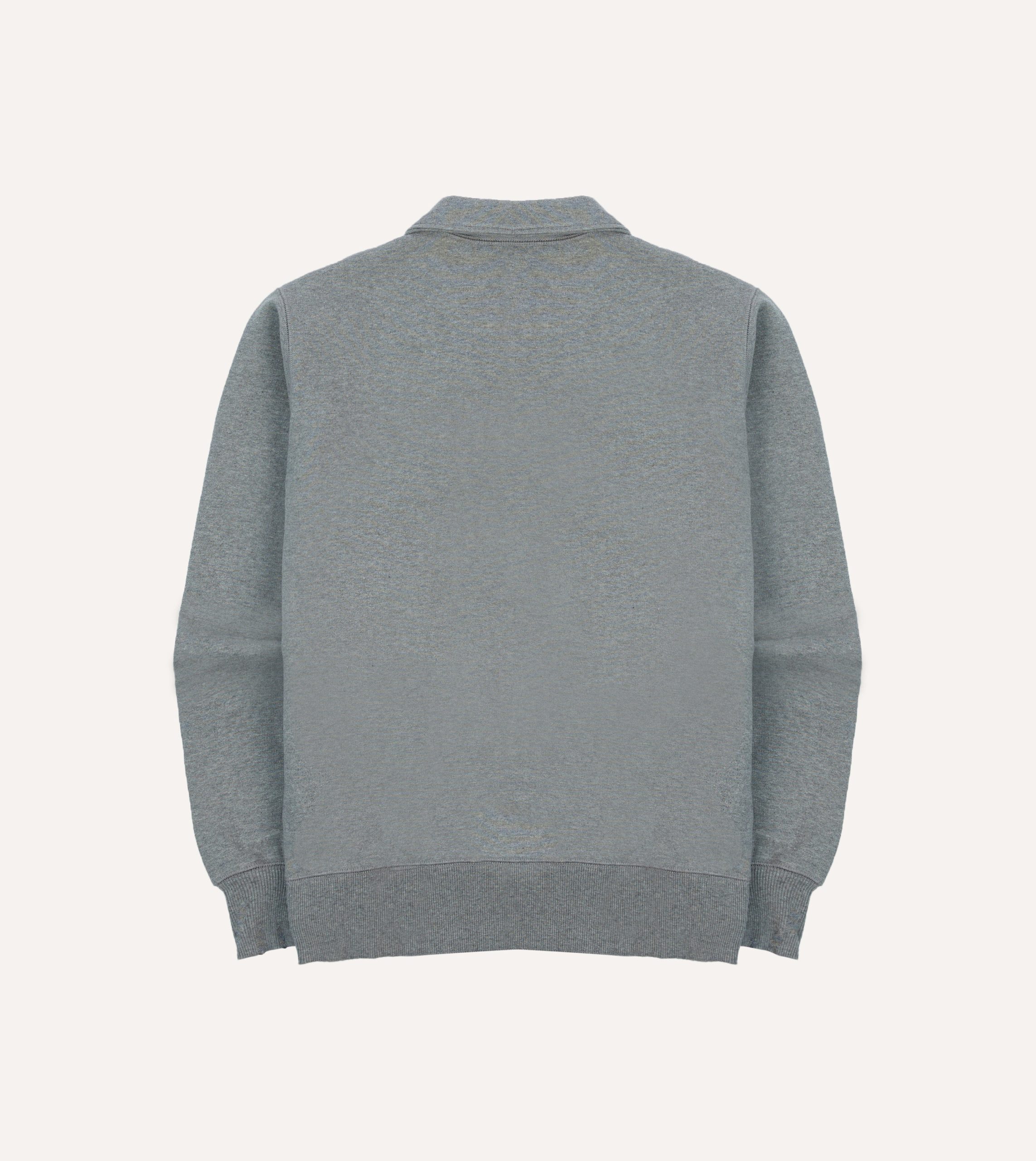Grey Cotton Quarter Zip Collared Sweatshirt - Image 6