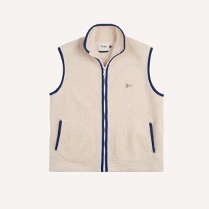 Ecru Boucle Wool Zip Fleece Vest
