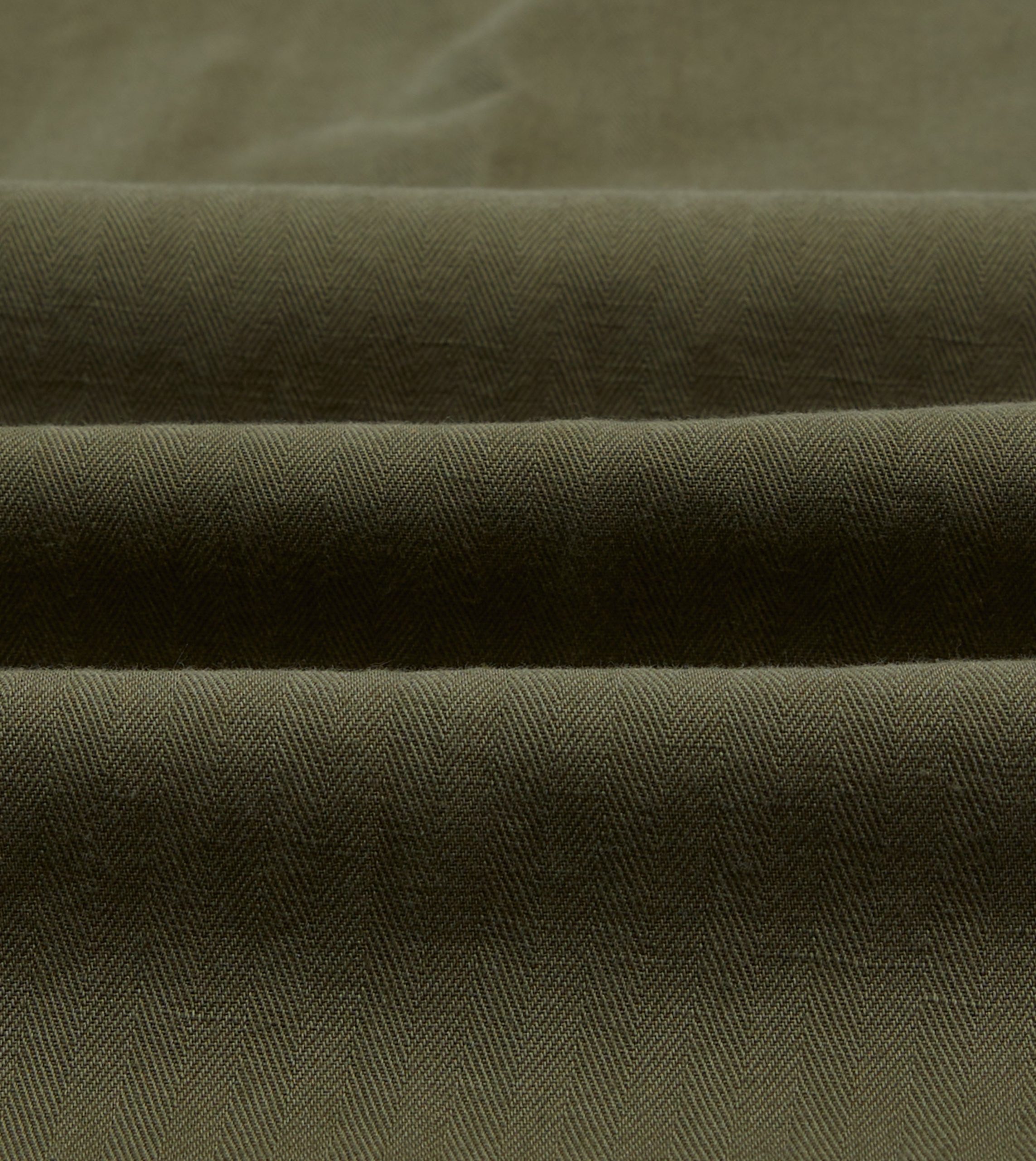 Olive Cotton-Linen Herringbone Fatigue Trouser - Image 2