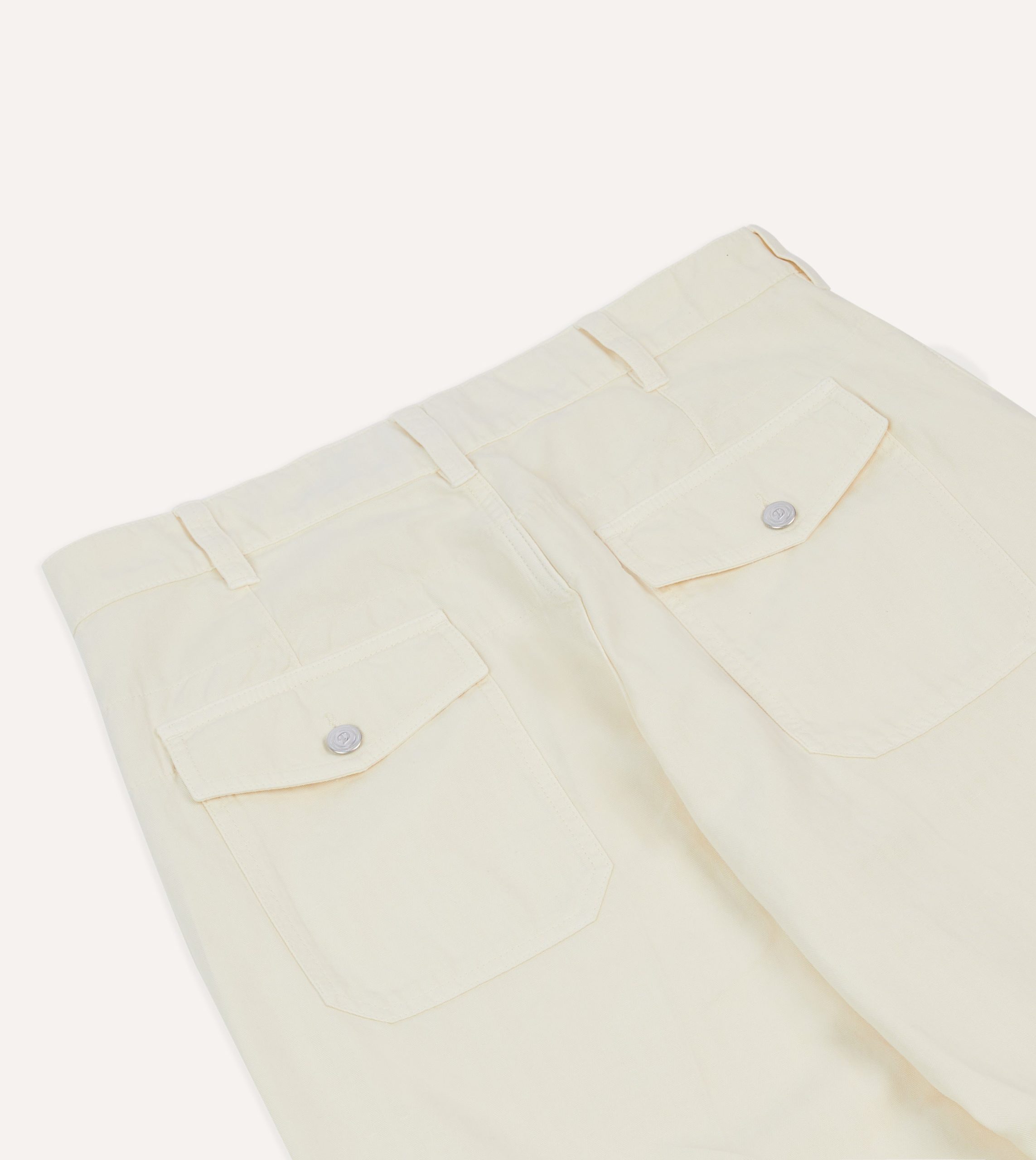 Ecru Cotton-Linen Herringbone Fatigue Trouser - Image 5