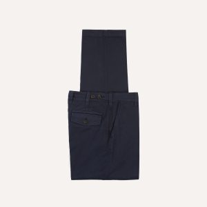 Navy Cotton Flat Front Chino