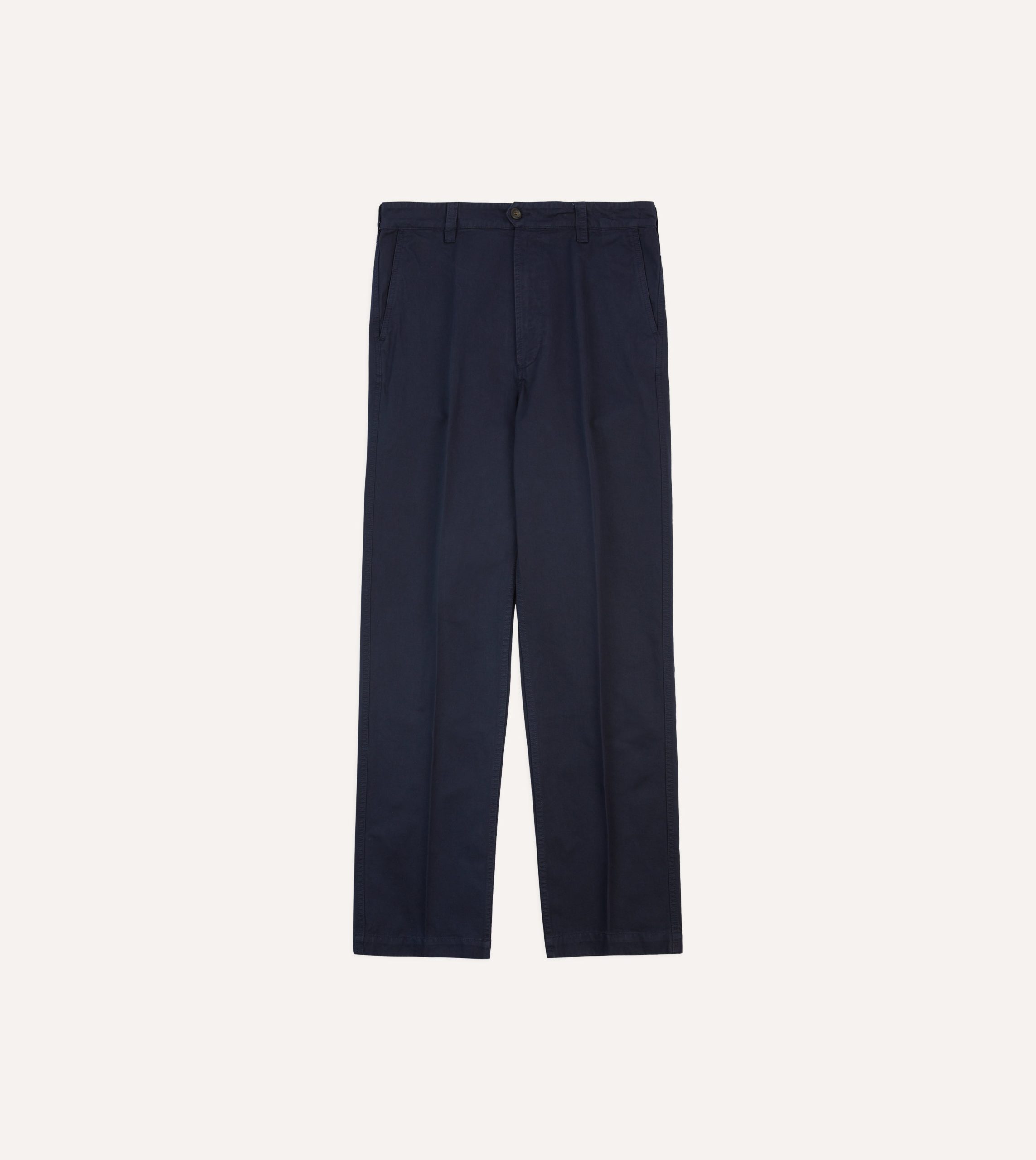 Navy Cotton Flat Front Chino - Image 3