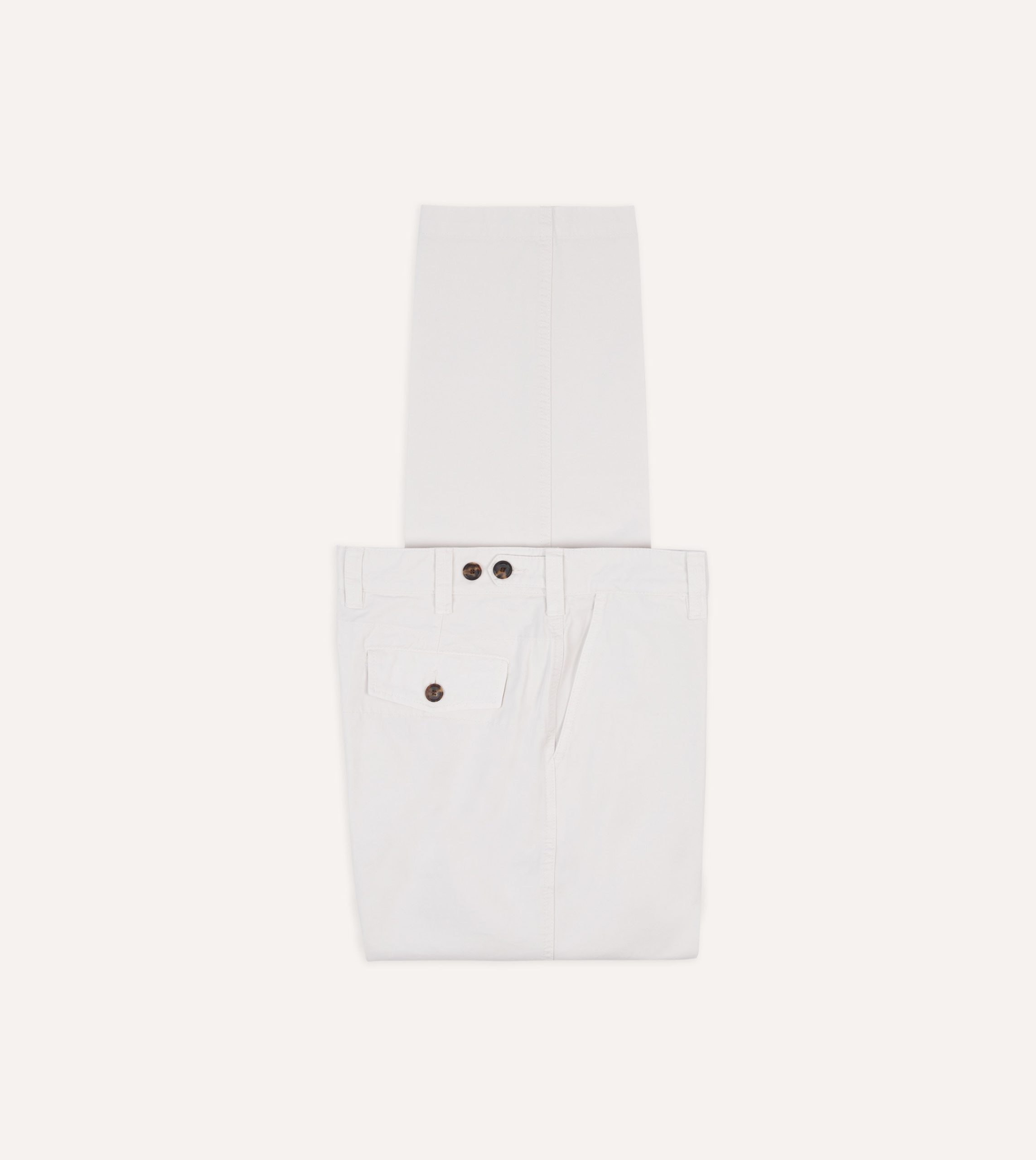 Ecru Cotton Flat Front Chino