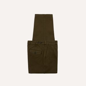 Brown Textured Cotton Flat Front Chino