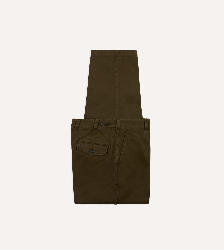 Brown Textured Cotton Flat Front Chino