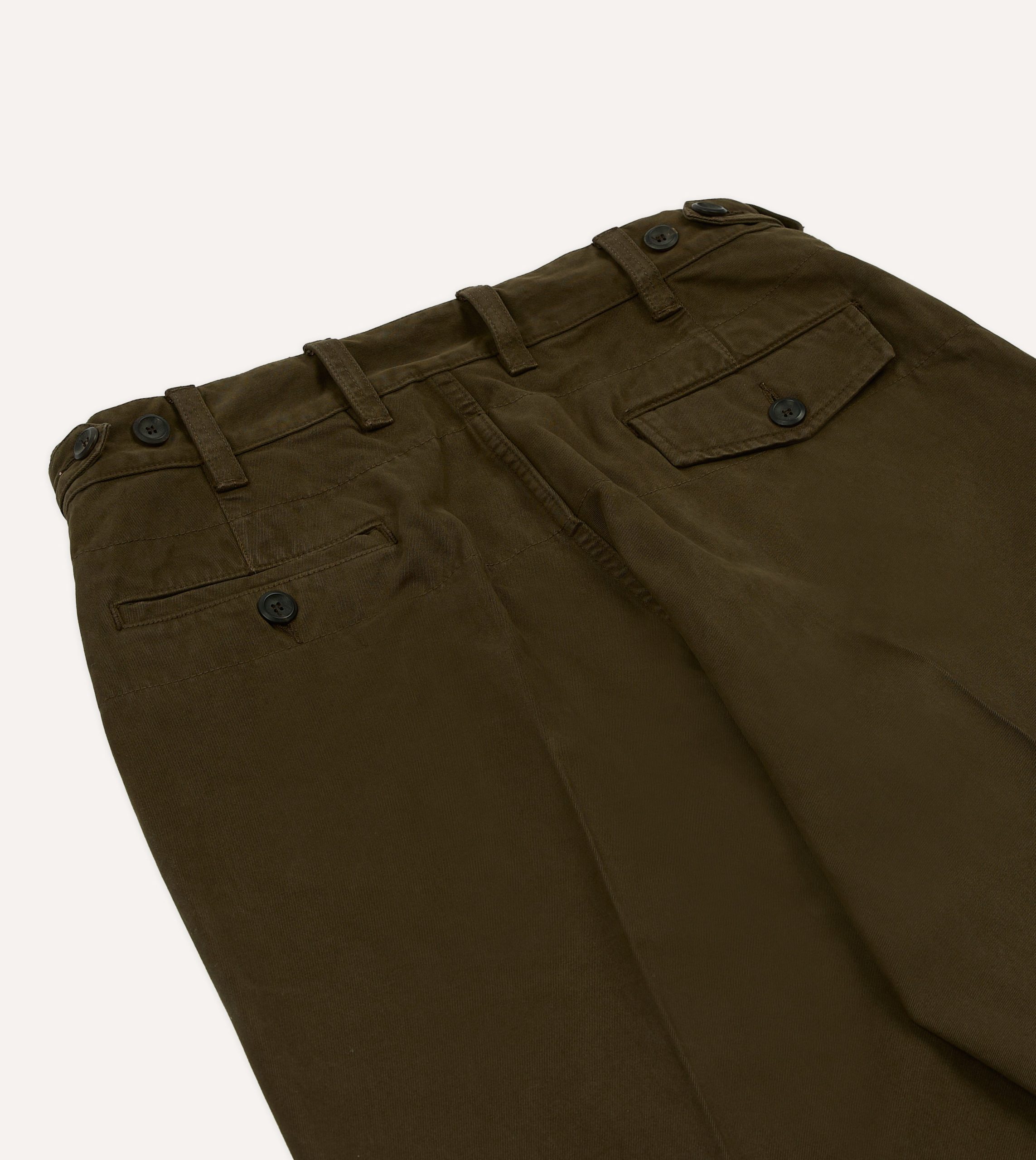 Brown Textured Cotton Flat Front Chino - Image 5