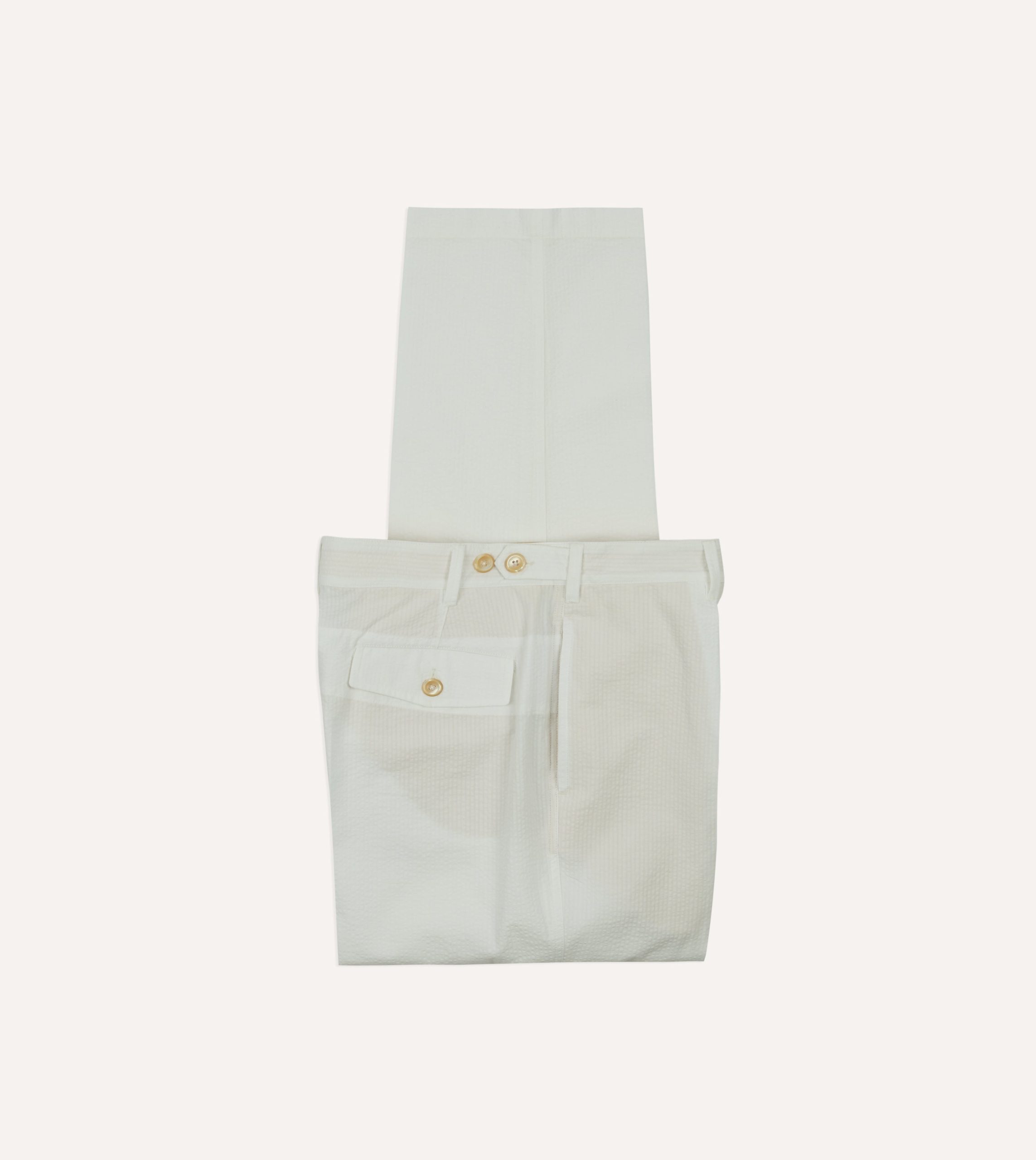 Michael McGregor for Drake's White Seersucker Games Trousers