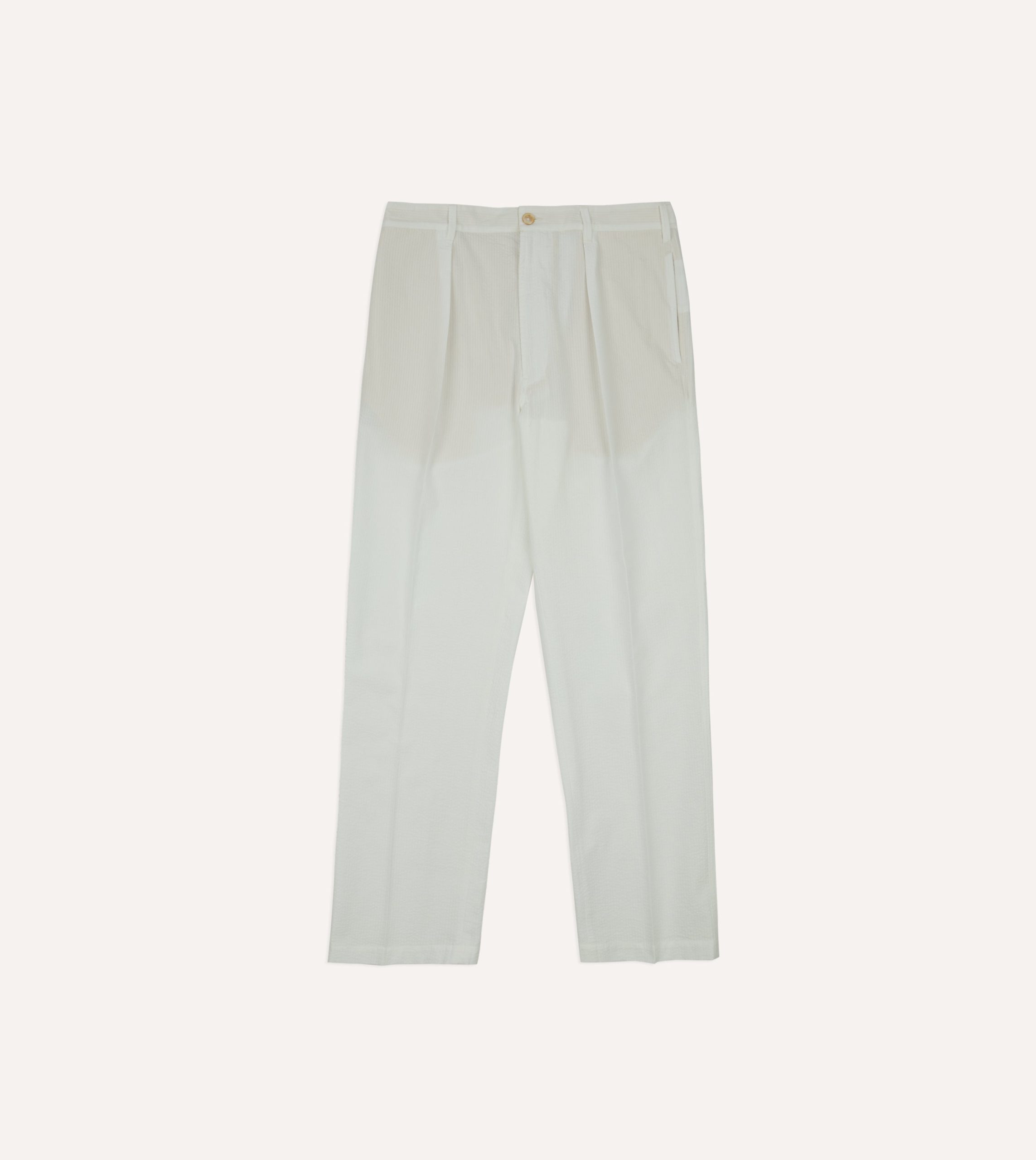 Michael McGregor for Drake's White Seersucker Games Trousers - Image 3