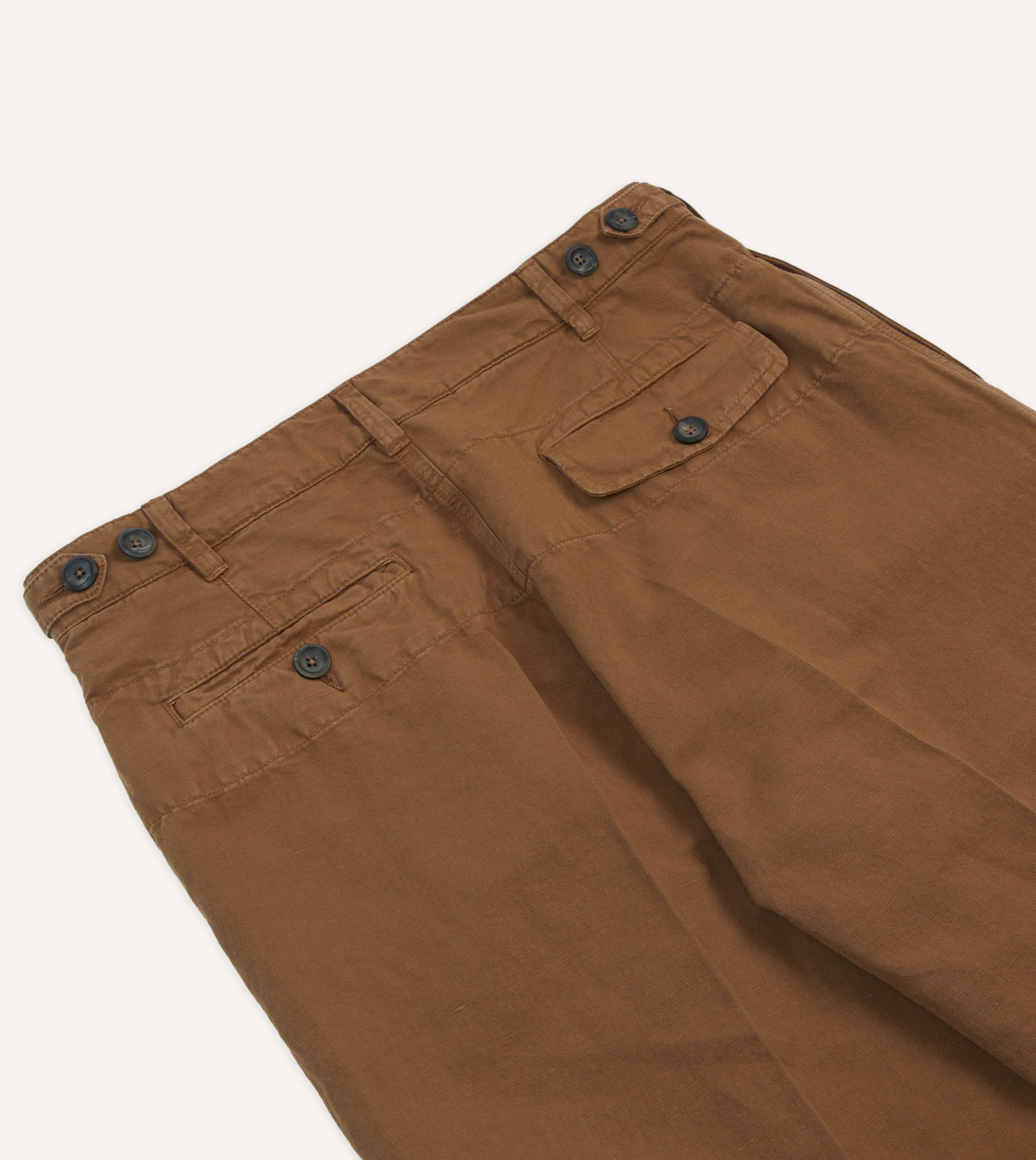 Tobacco Cotton Linen Games Trousers - Image 5