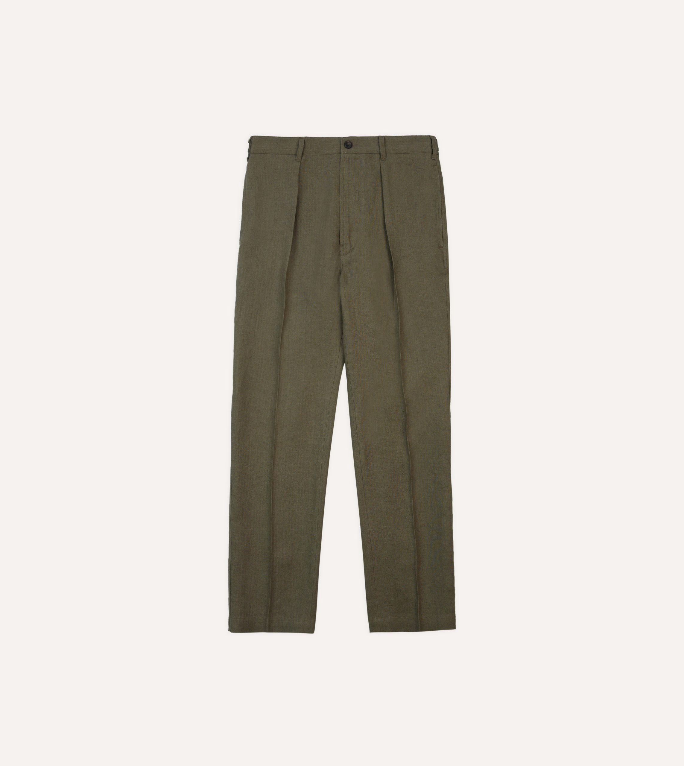 Olive Antique Linen Games Trousers - Image 3
