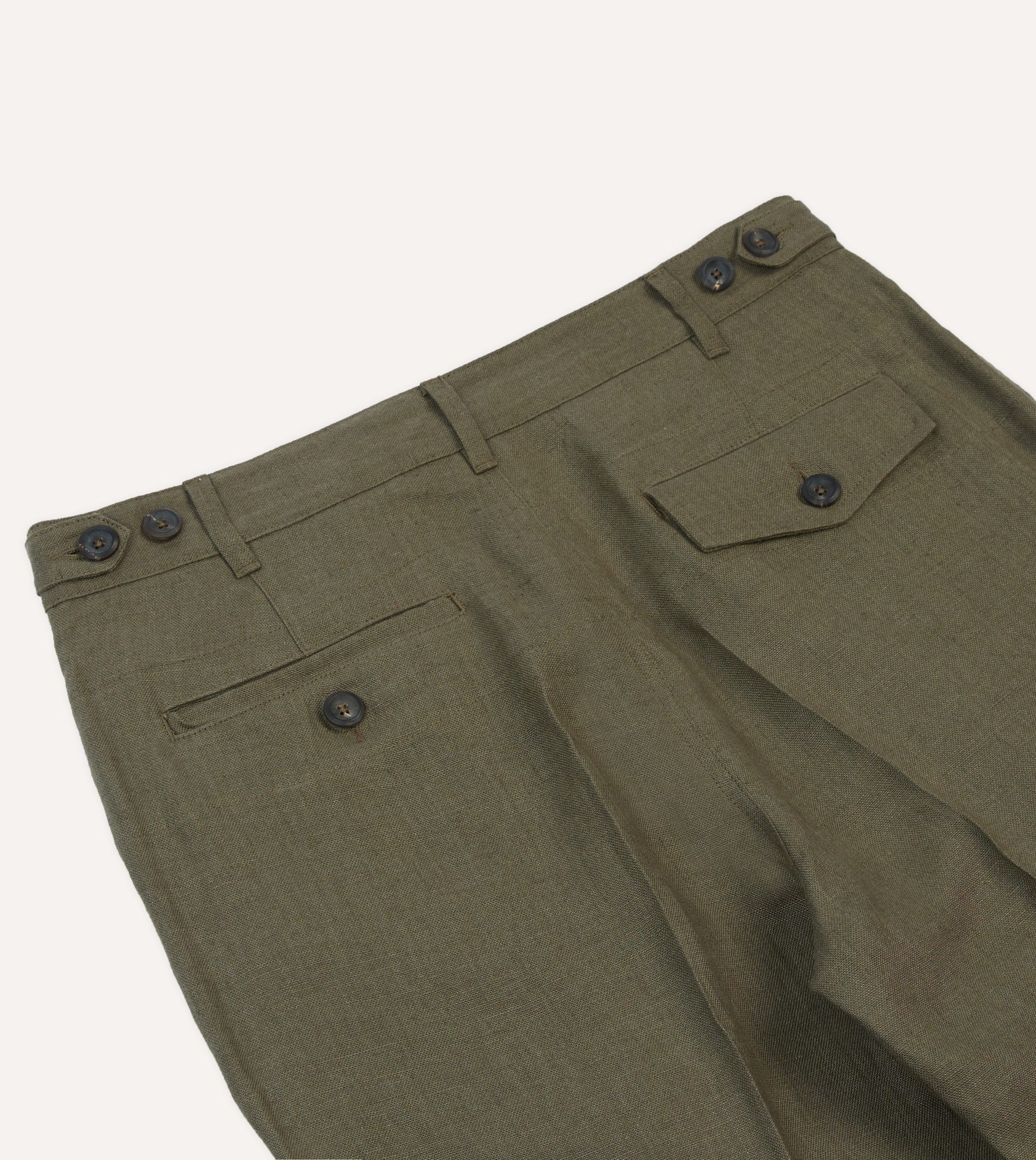 Olive Antique Linen Games Trousers - Image 5