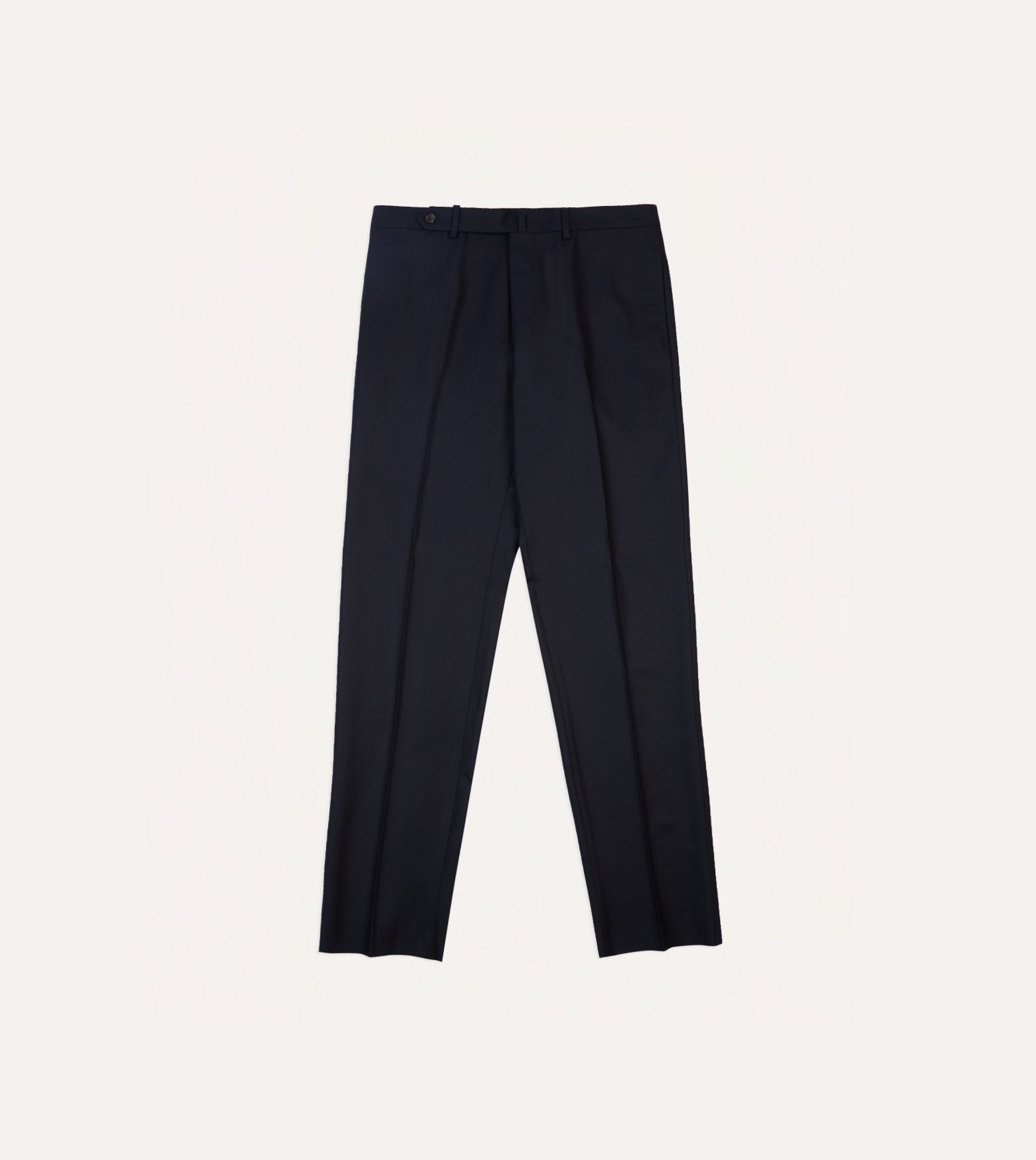 Navy Wool Flannel Flat Front Trousers - Image 3