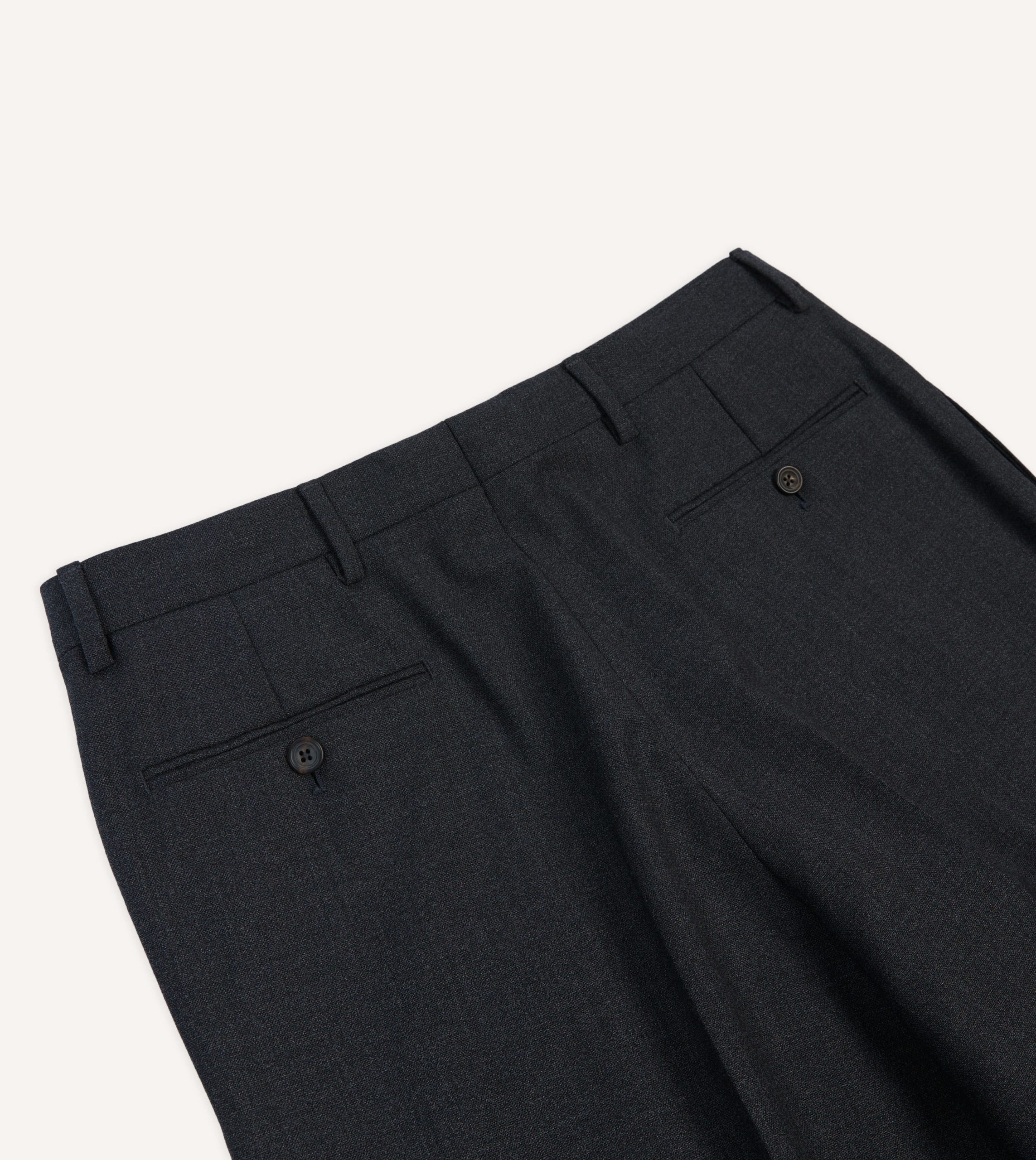 Charcoal Tropical Wool Flat Front Trouser - Image 5