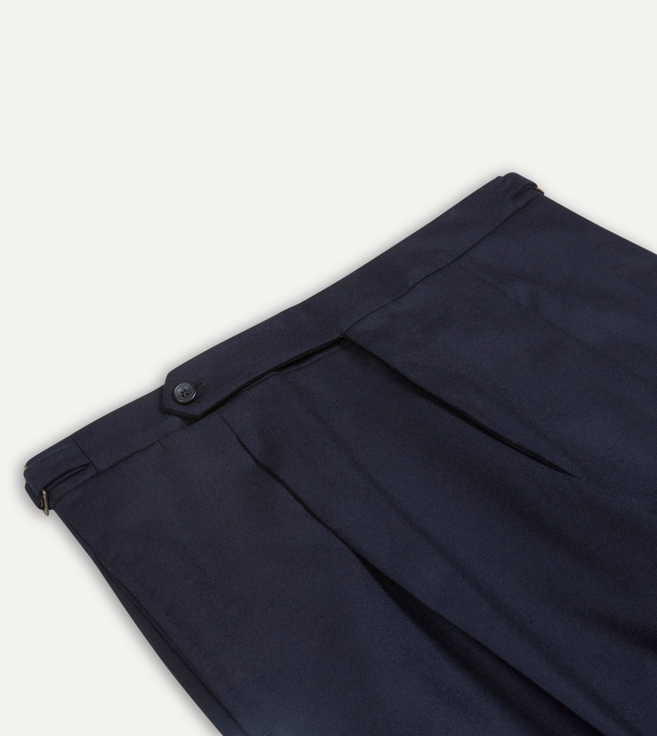 Navy Wool Flannel Single Pleat Trouser - Image 3