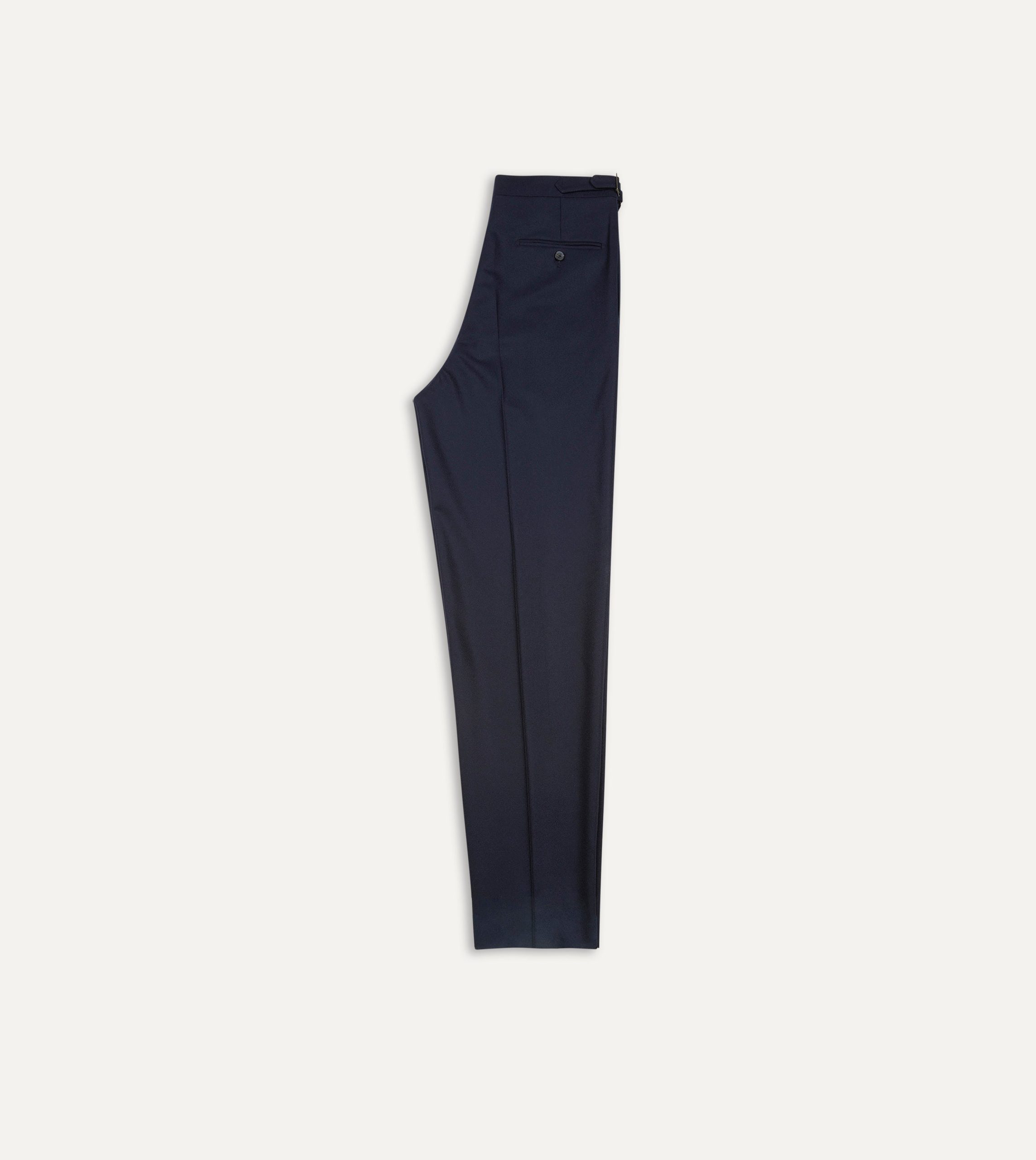 Navy Wool Flannel Single Pleat Trouser - Image 5