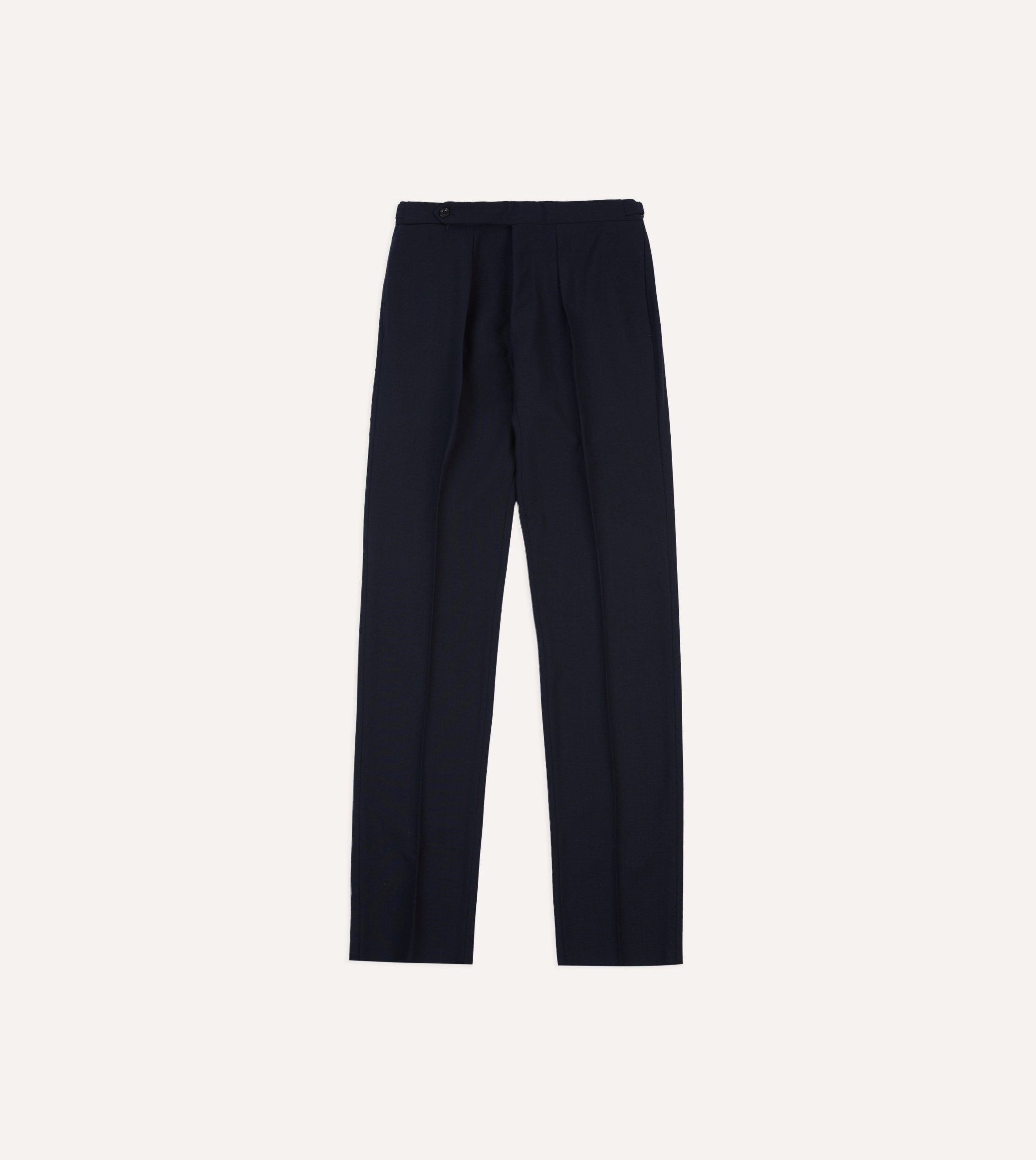 Navy Tropical Wool Single Pleat Trouser - Image 3