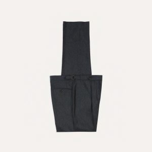 Grey Wool Flannel Single Pleat Trouser
