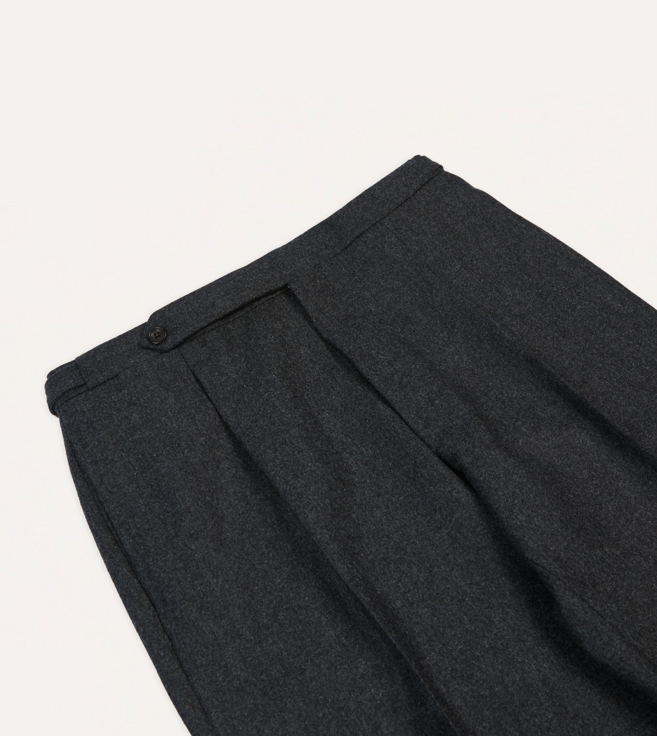 Grey Wool Flannel Single Pleat Trouser - Image 4