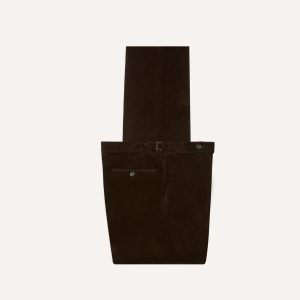 Brown Mid-Wale Corduroy Single Pleat Trouser