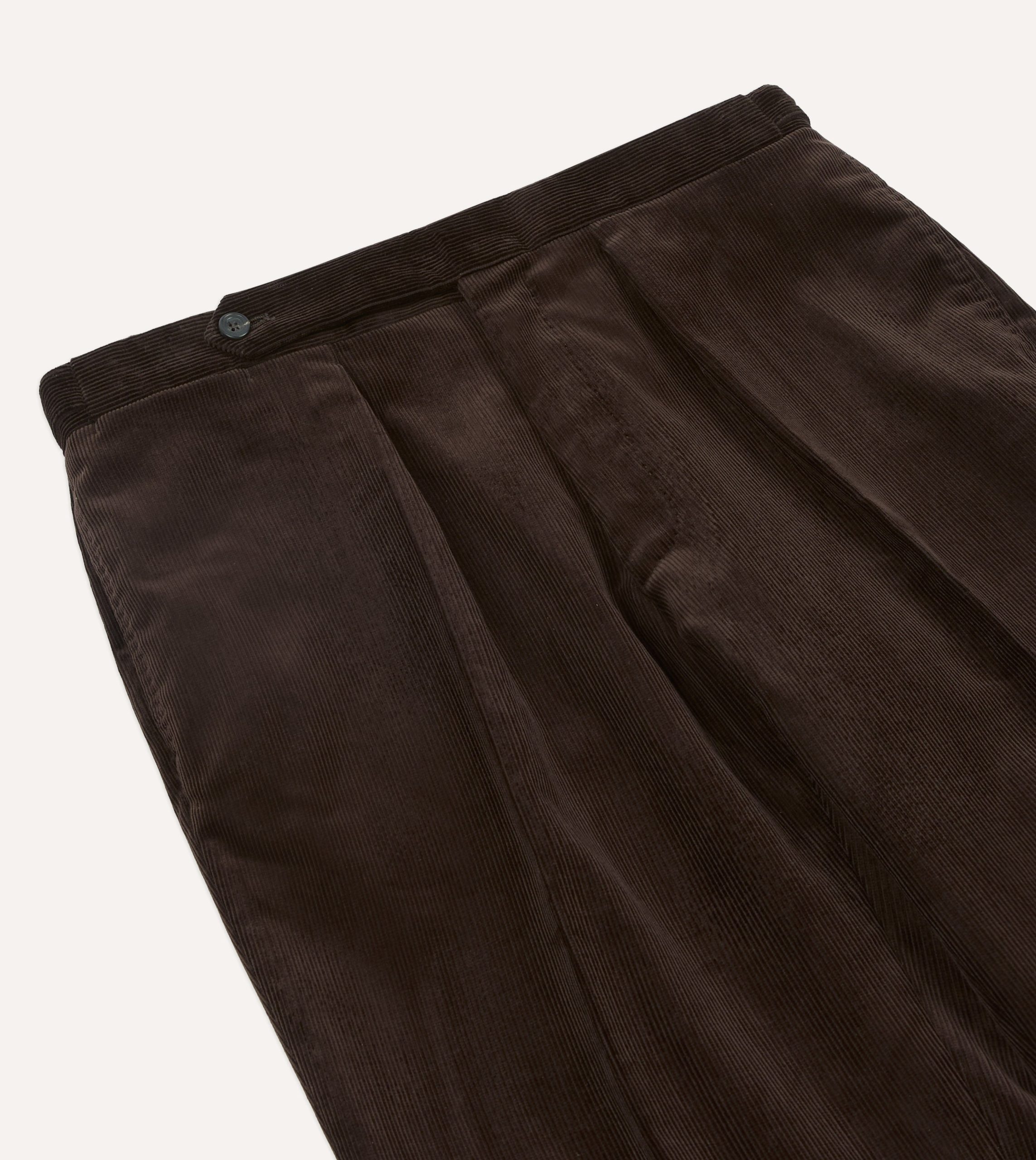 Brown Mid-Wale Corduroy Single Pleat Trouser - Image 4