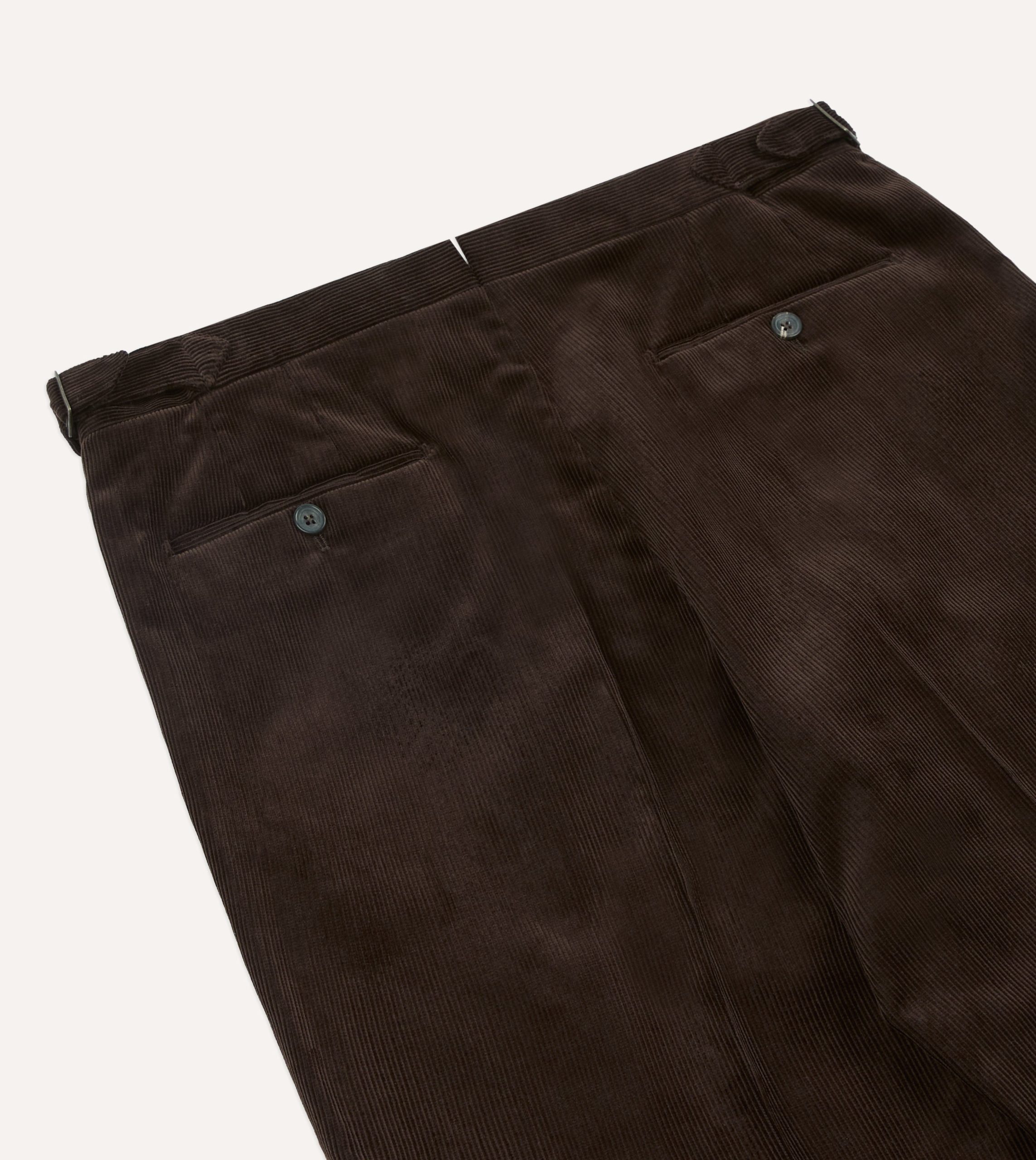 Brown Mid-Wale Corduroy Single Pleat Trouser - Image 5