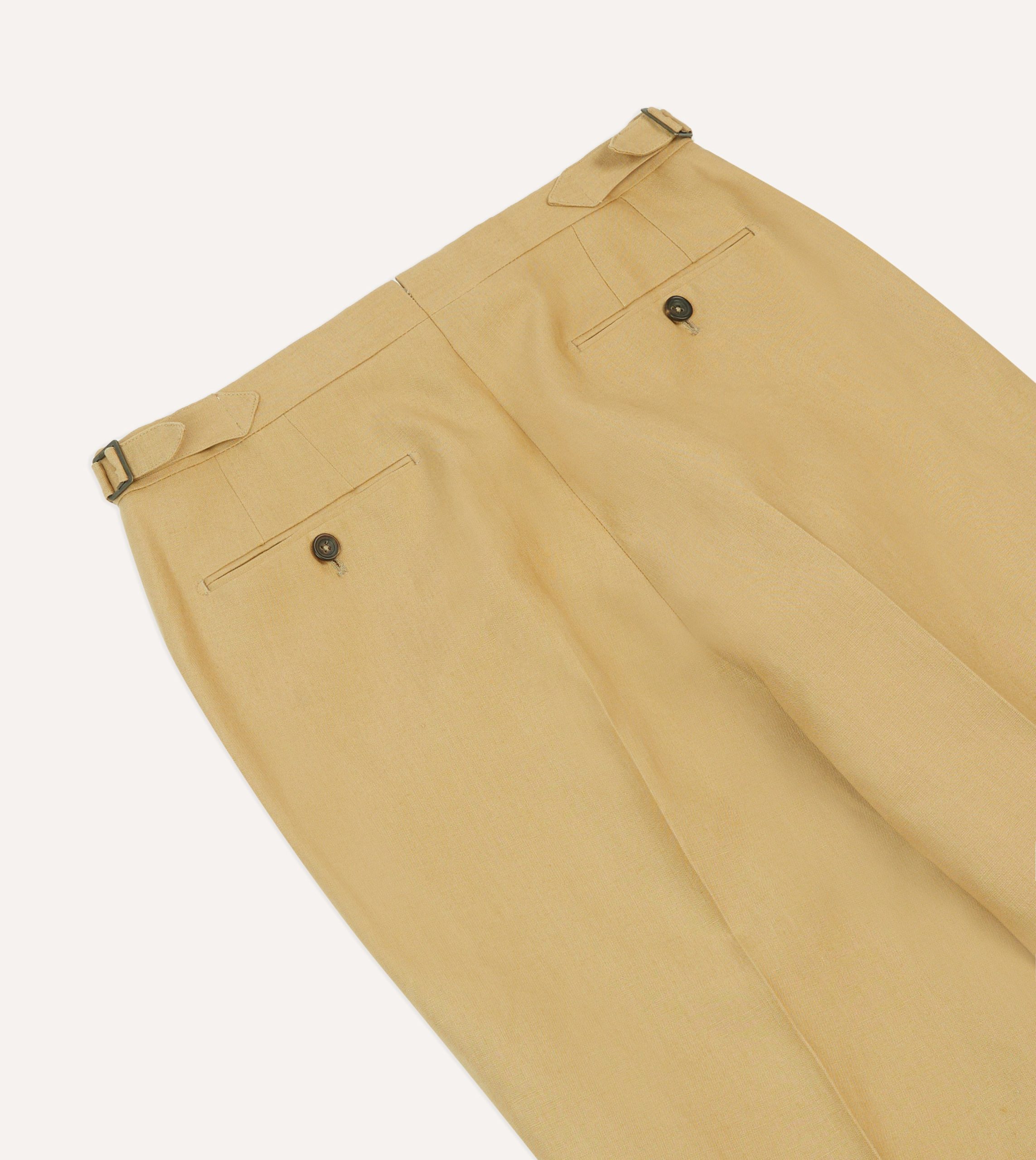 Sand Irish Linen Single Pleat Trouser - Image 5
