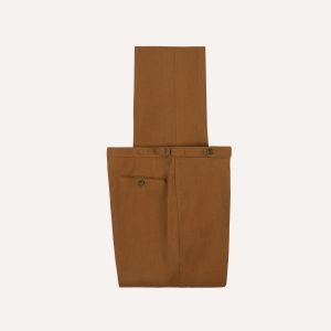 Brown Irish Linen Single Pleat Trouser