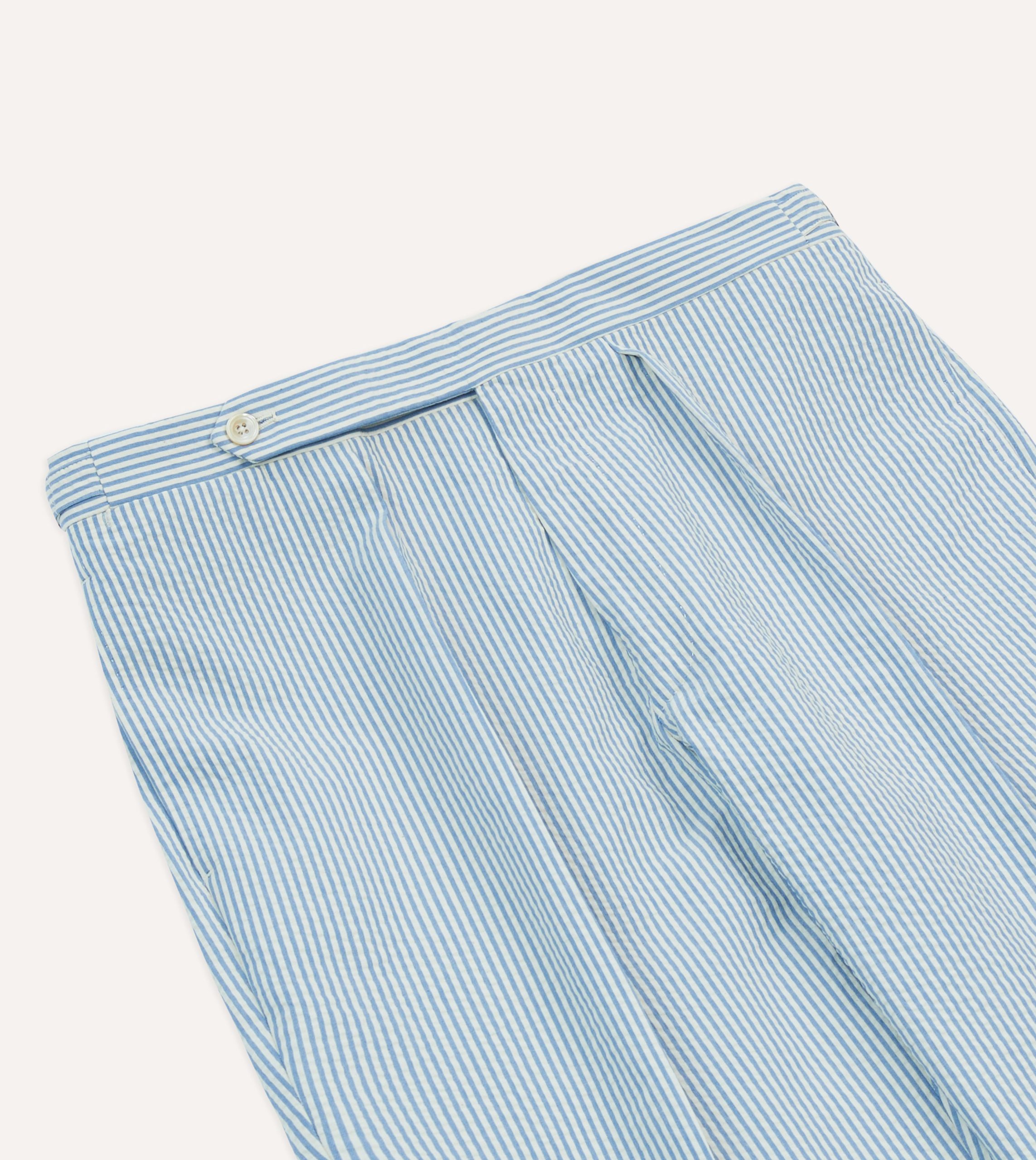 Seersucker Cotton Single Pleat Trouser - Image 4