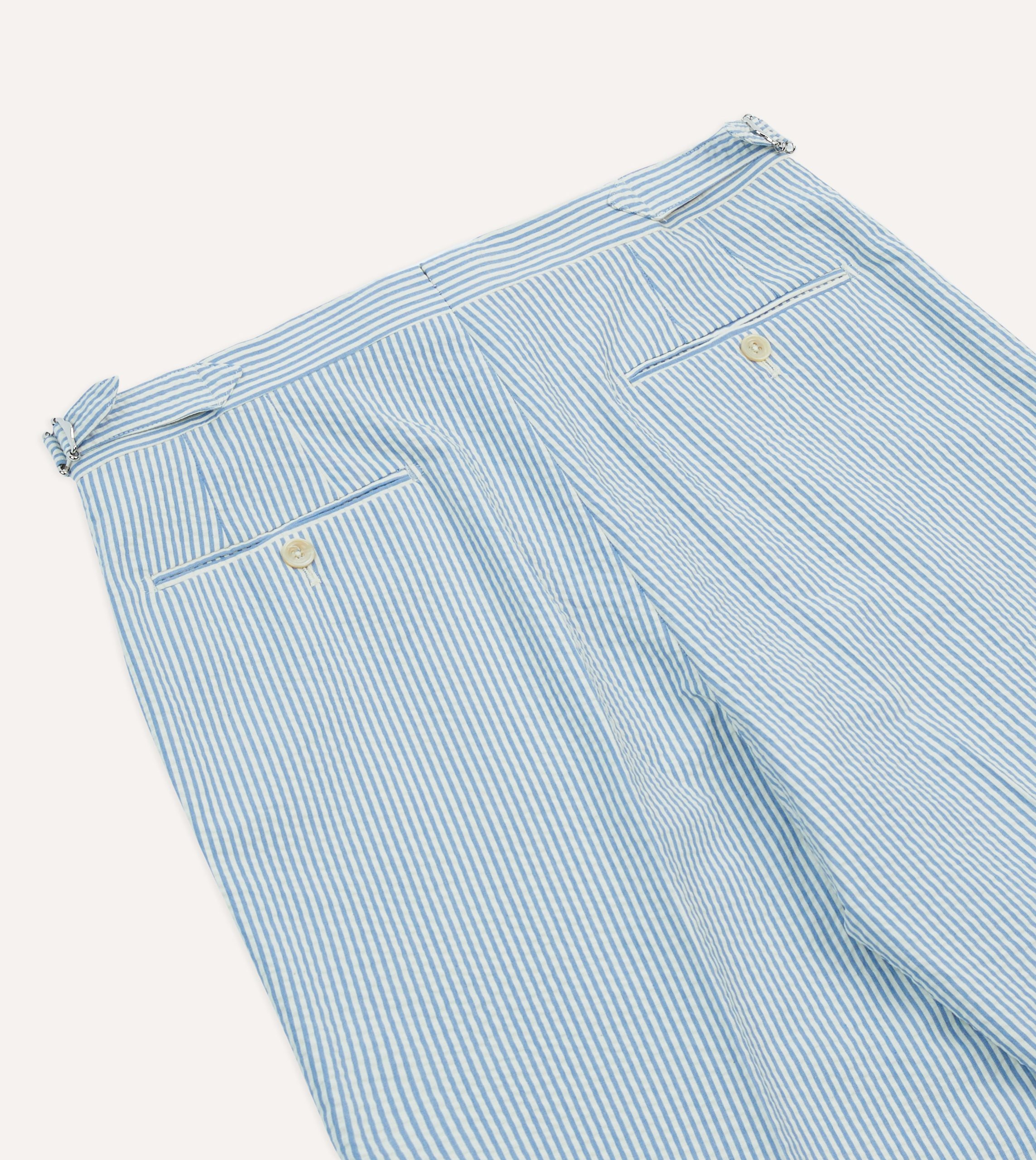 Seersucker Cotton Single Pleat Trouser - Image 5
