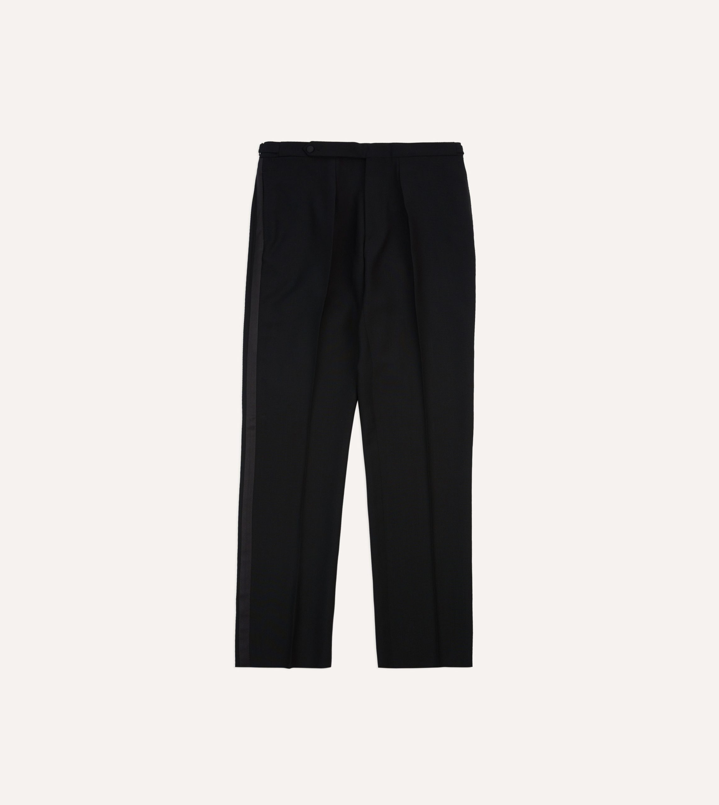 Black Wool Shawl Collar Tuxedo Trousers - Image 3