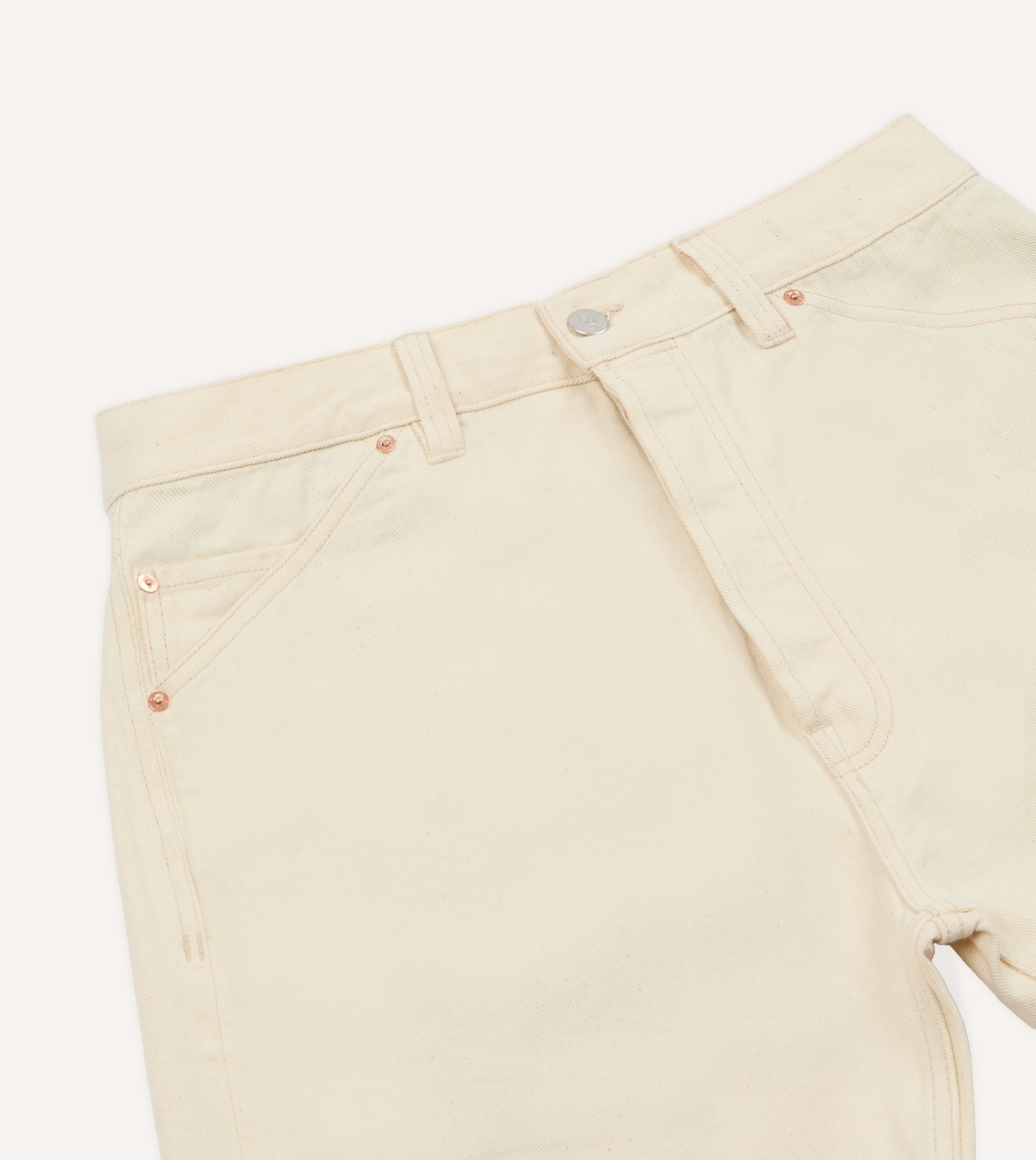 Ecru 12.7oz Selvedge Denim Five-Pocket Shorts - Image 3
