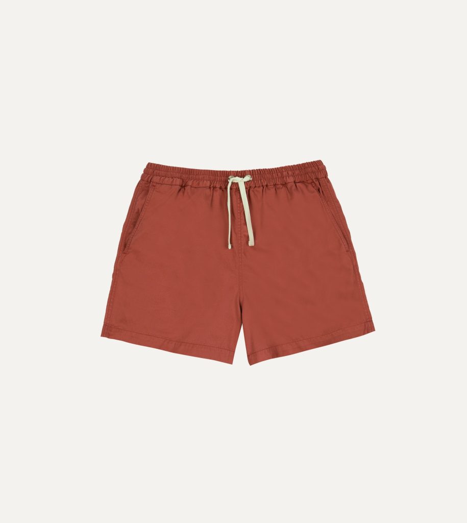Washed Red Drawstring Shorts