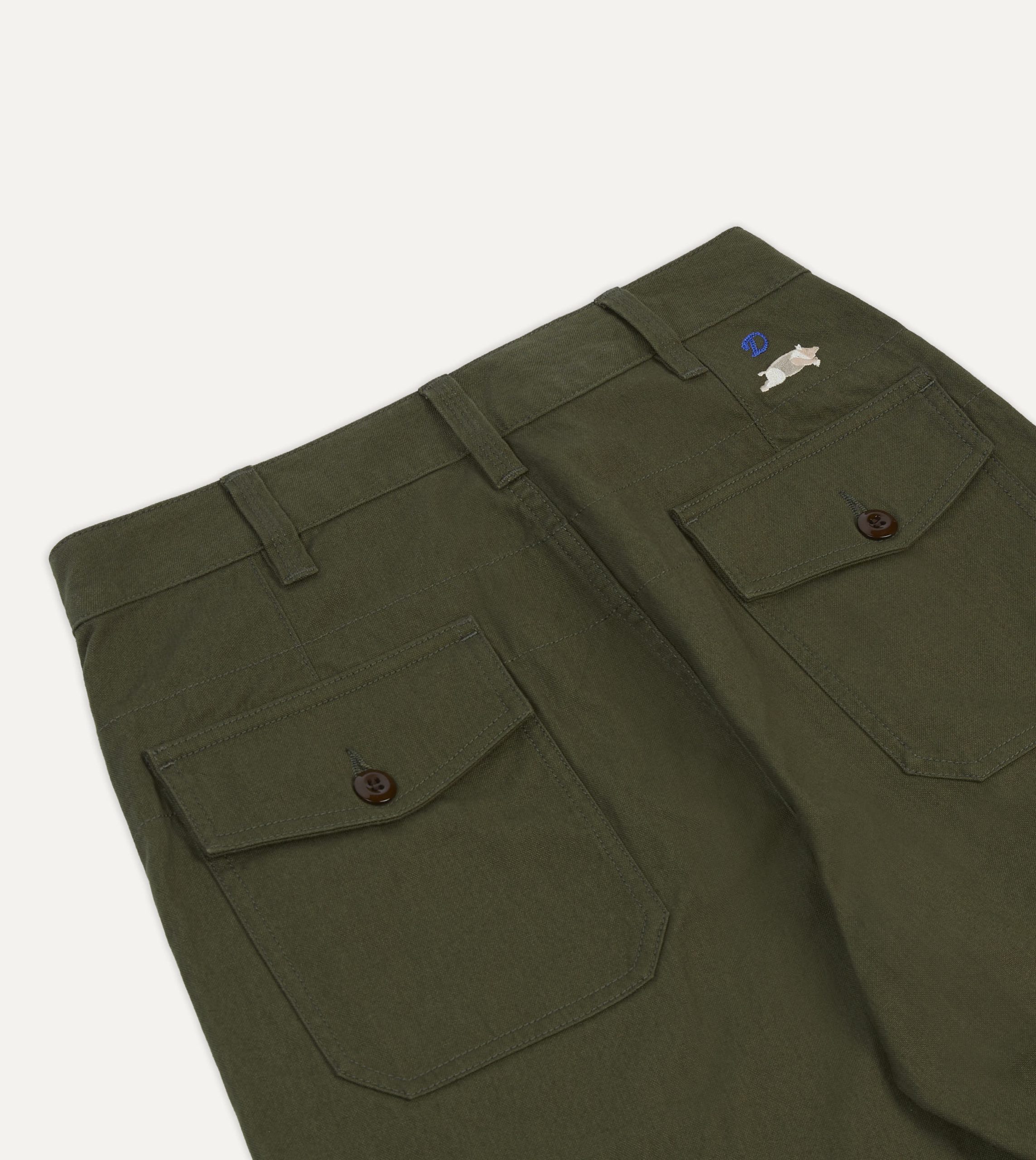 St. JOHN by Drake's Olive Cotton Fatigue Trouser - Image 5