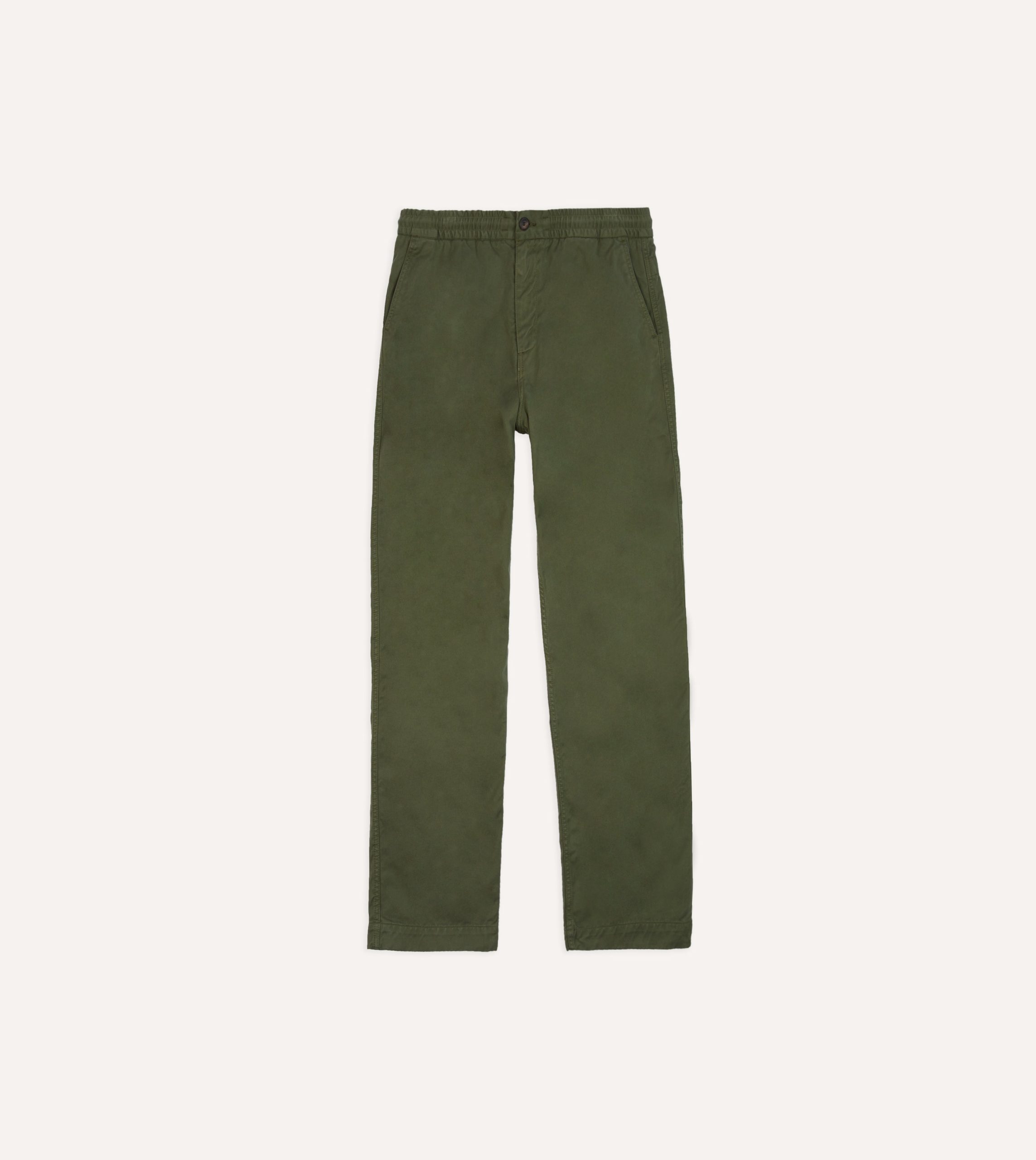 Olive Cotton Drawstring Trousers - Image 3