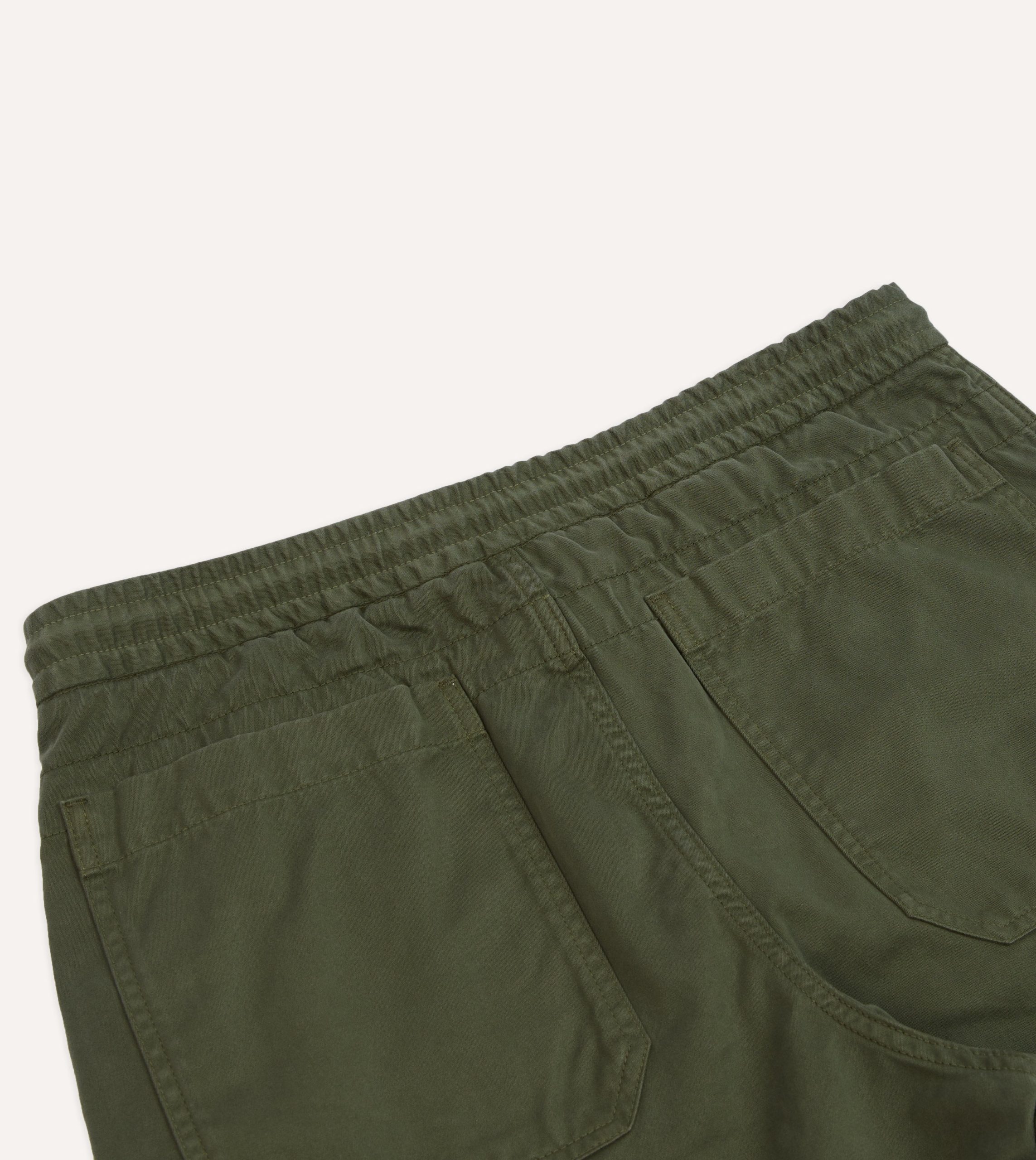 Olive Cotton Drawstring Trousers - Image 6