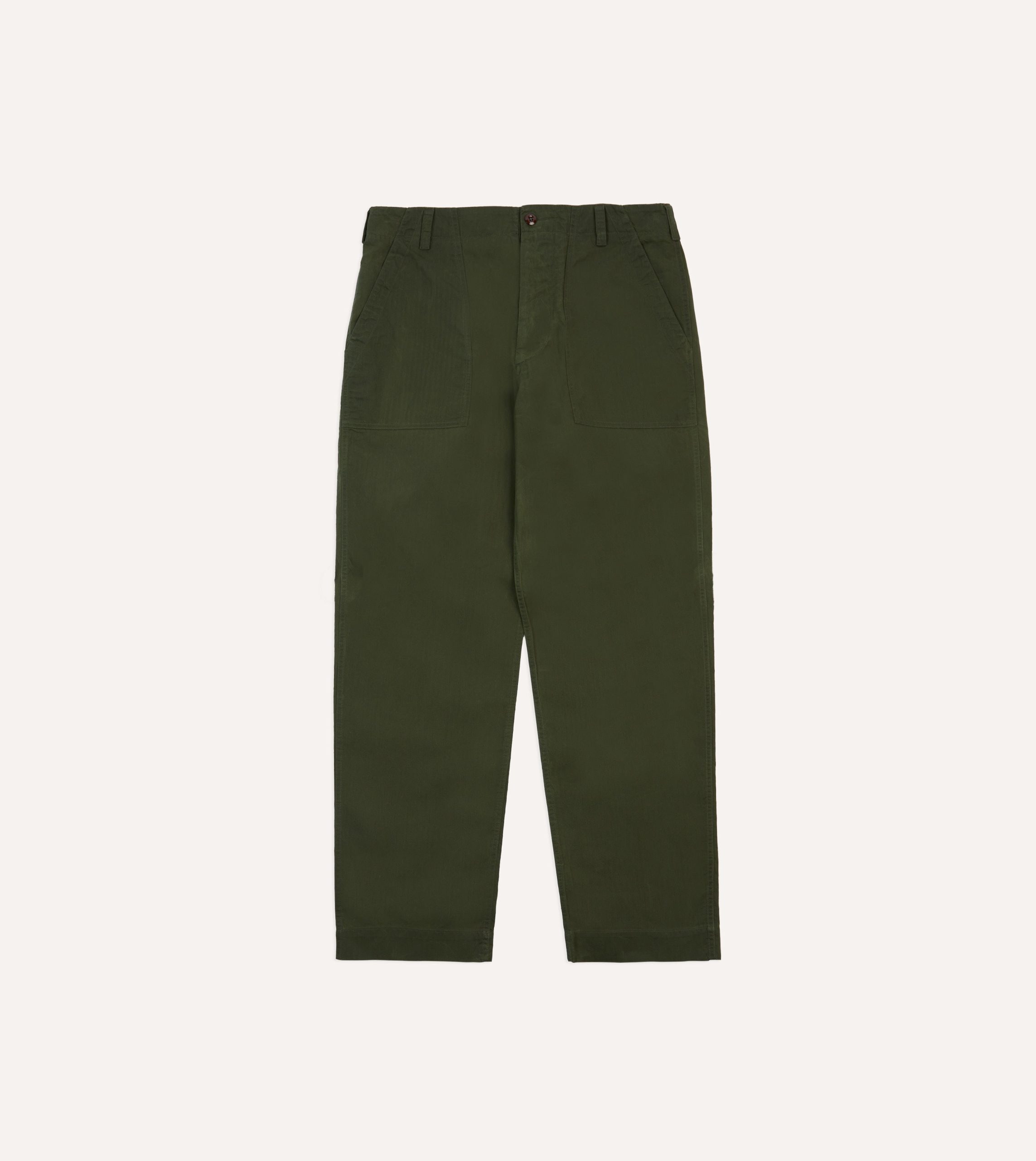 Drake's and New Balance Waxed Herringbone Cotton Games Trousers - Image 3