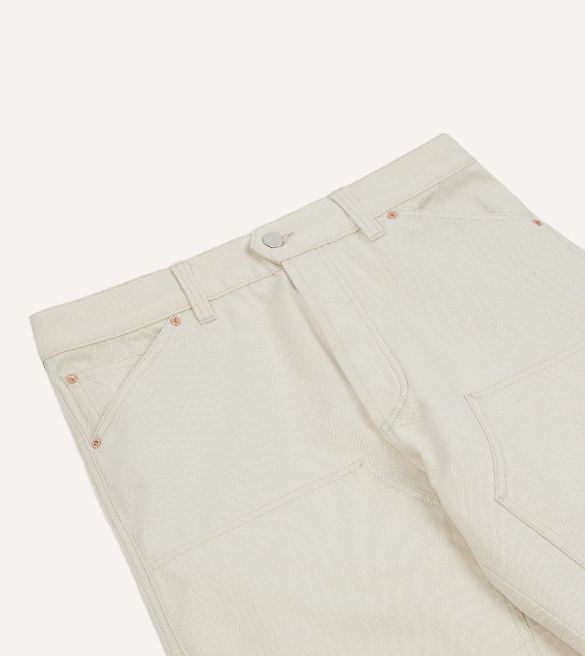 Ecru Cotton Canvas Carpenter Jeans - Image 3