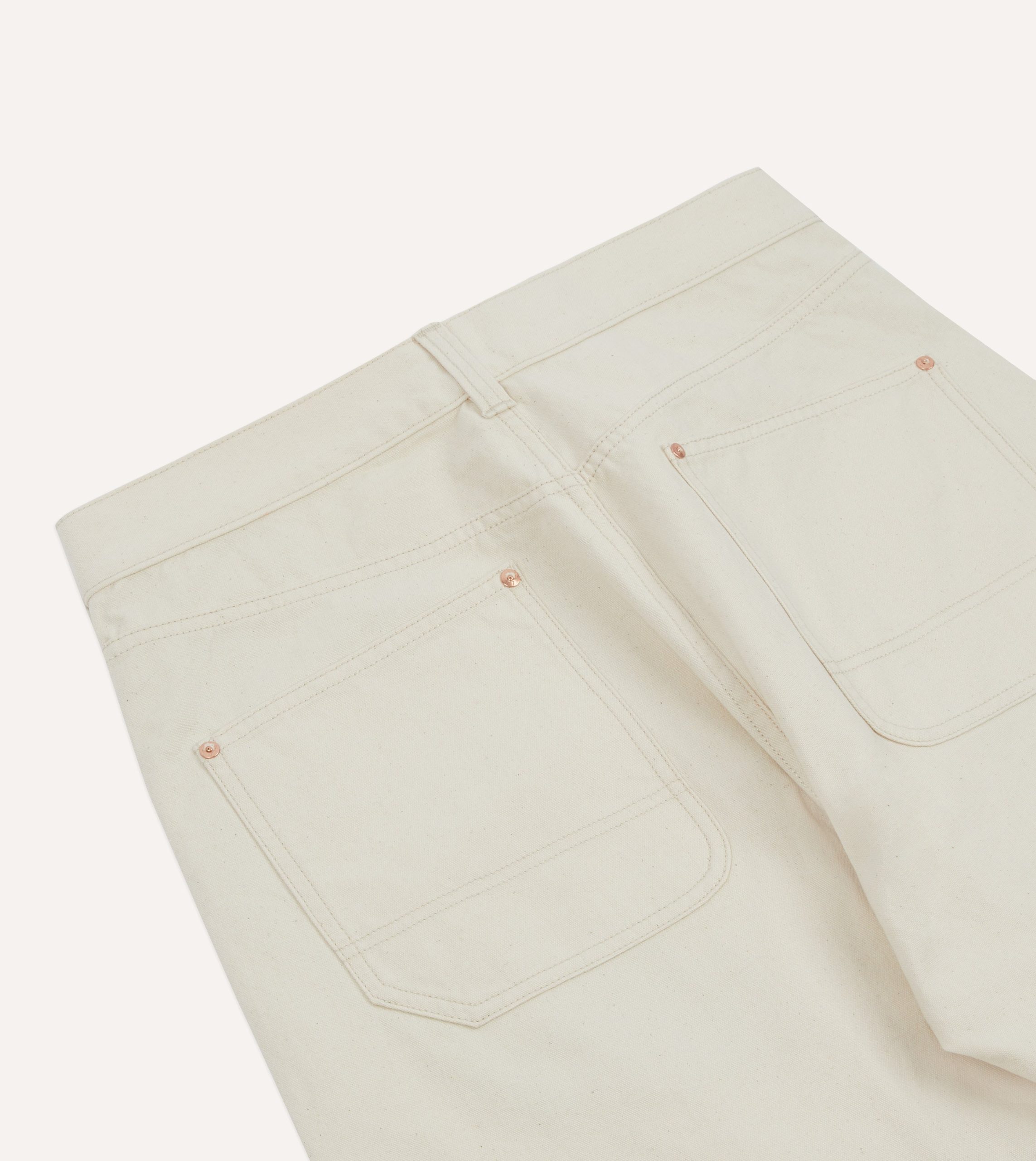 Ecru Cotton Canvas Carpenter Jeans - Image 4