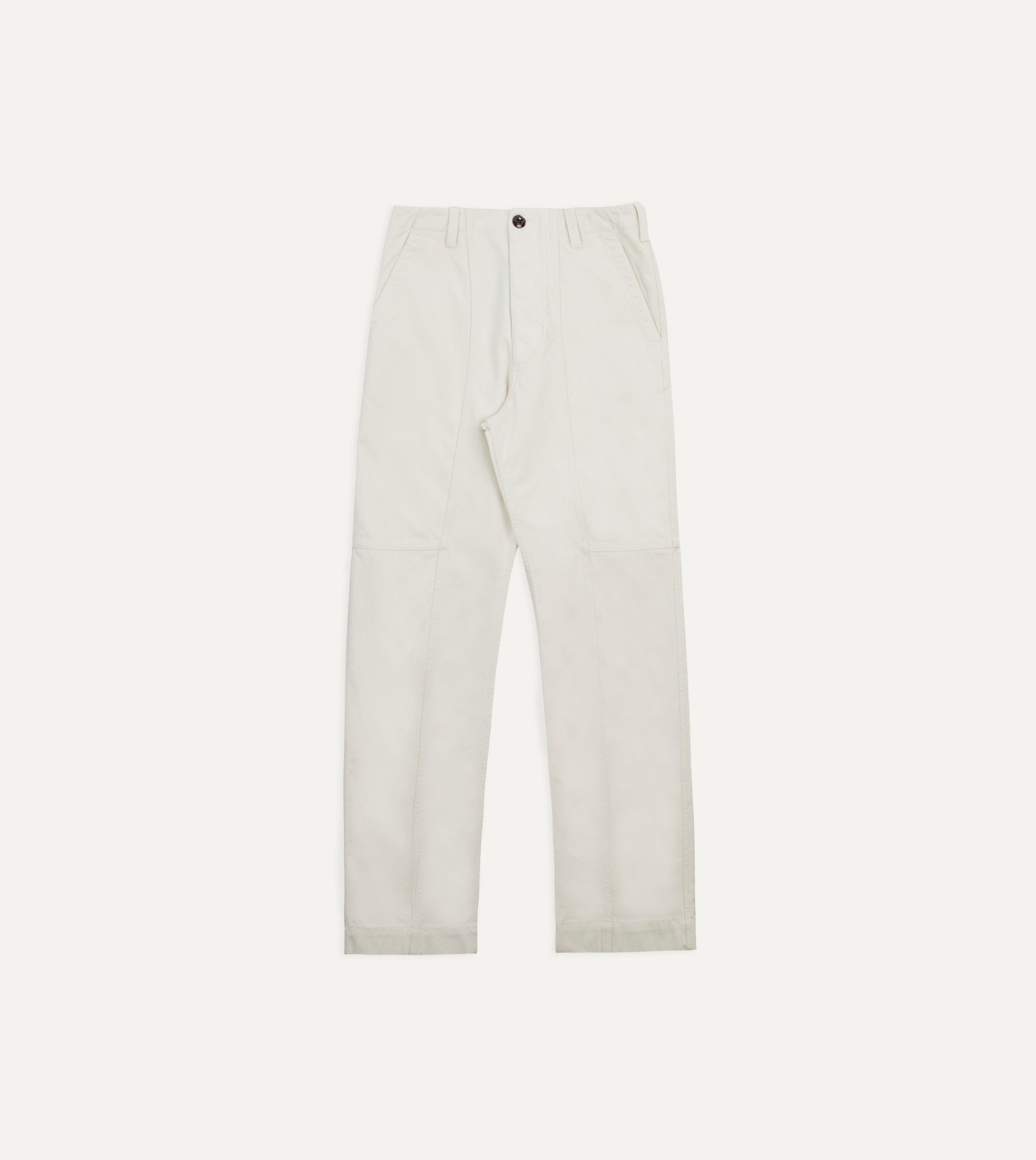 Ecru Cotton Canvas Panel Trousers - Image 3