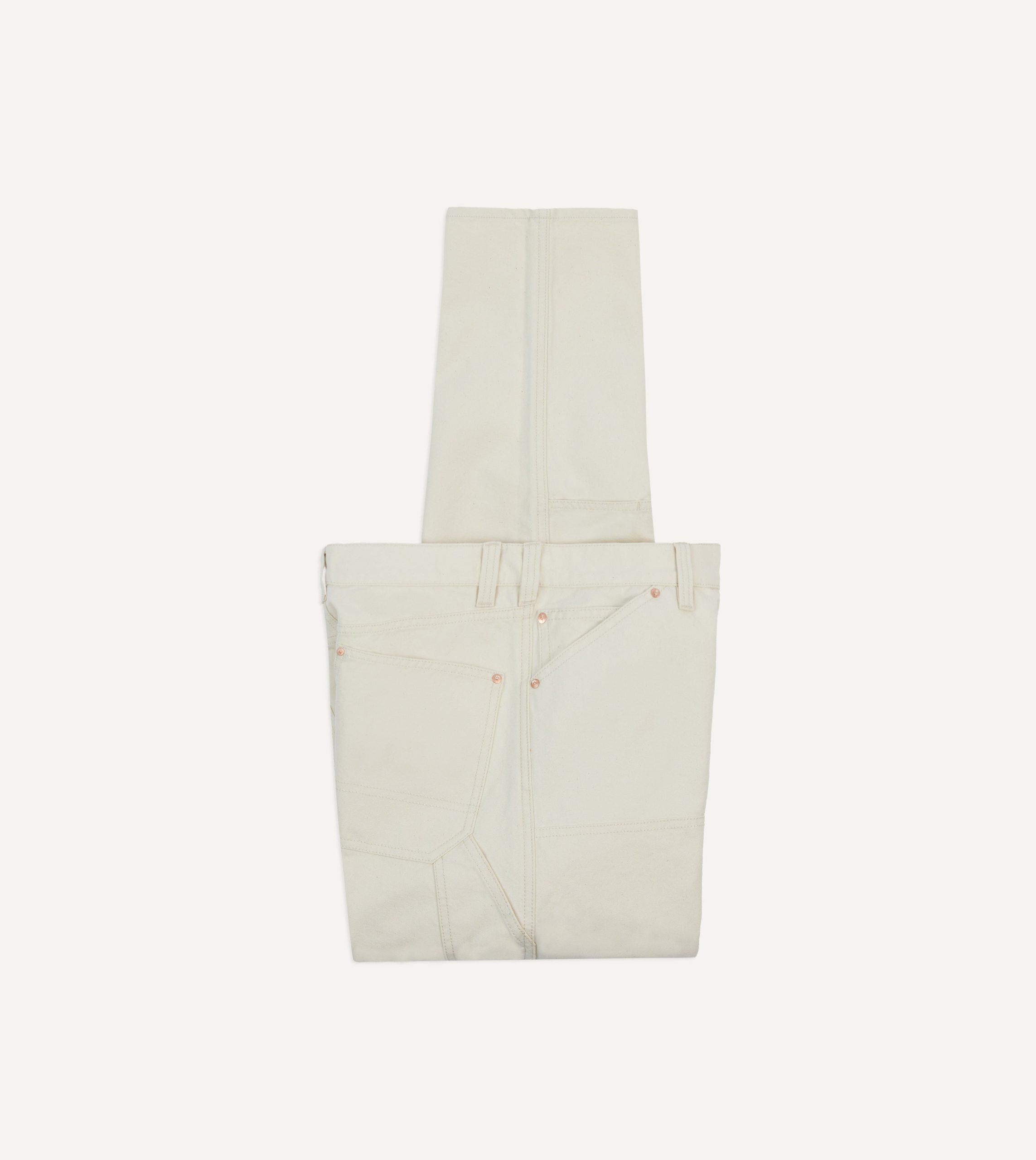 Ecru Cotton Canvas Carpenter Pant