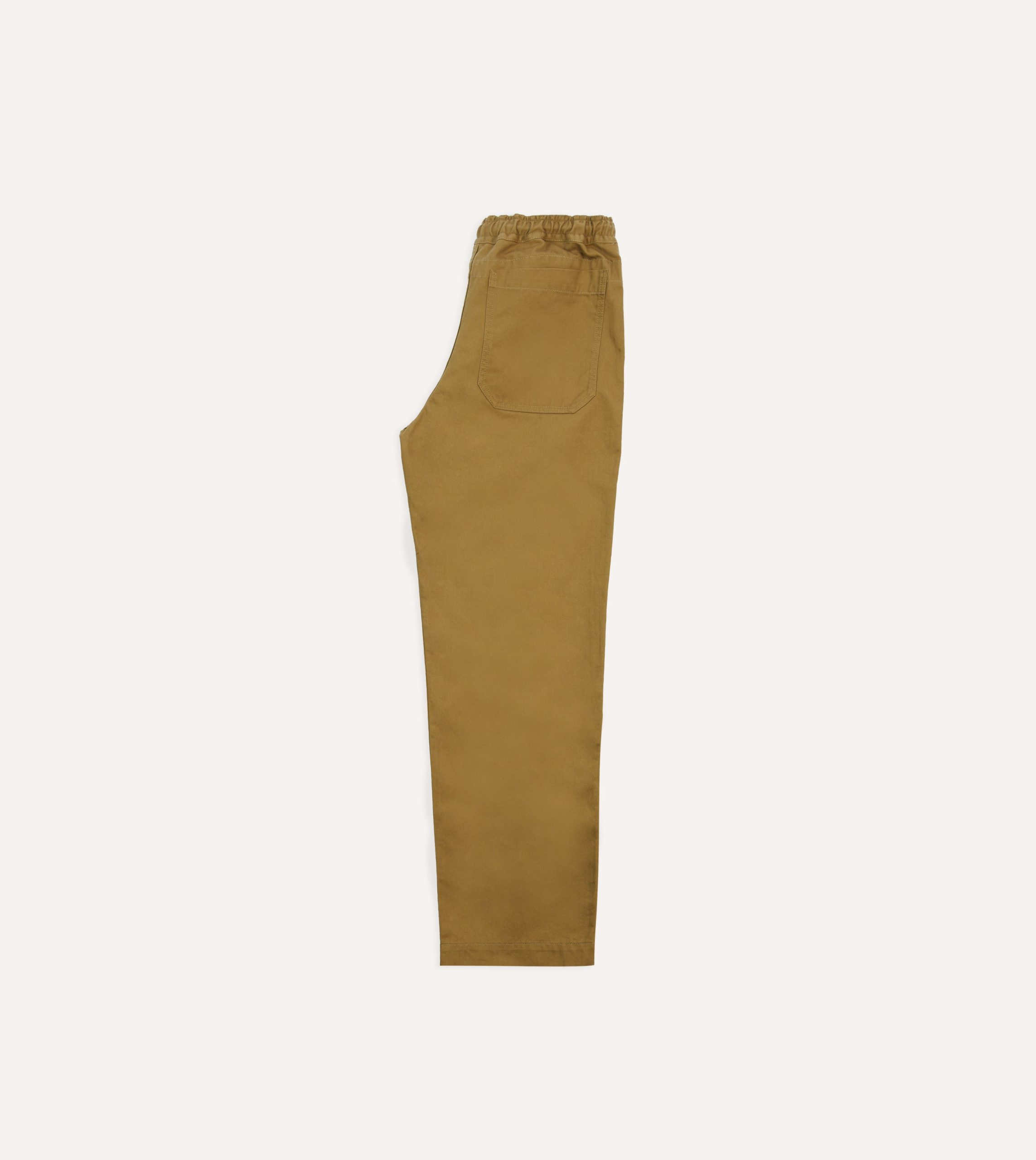Khaki Herringbone Twill Cotton Drawstring Trousers - Image 6