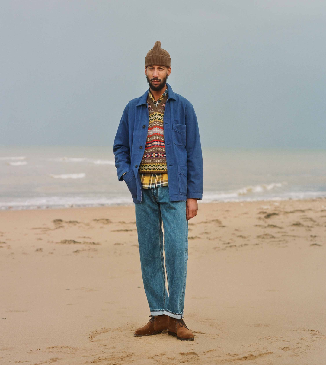 Brown Lambswool Ribbed Knit Cap - Image 5