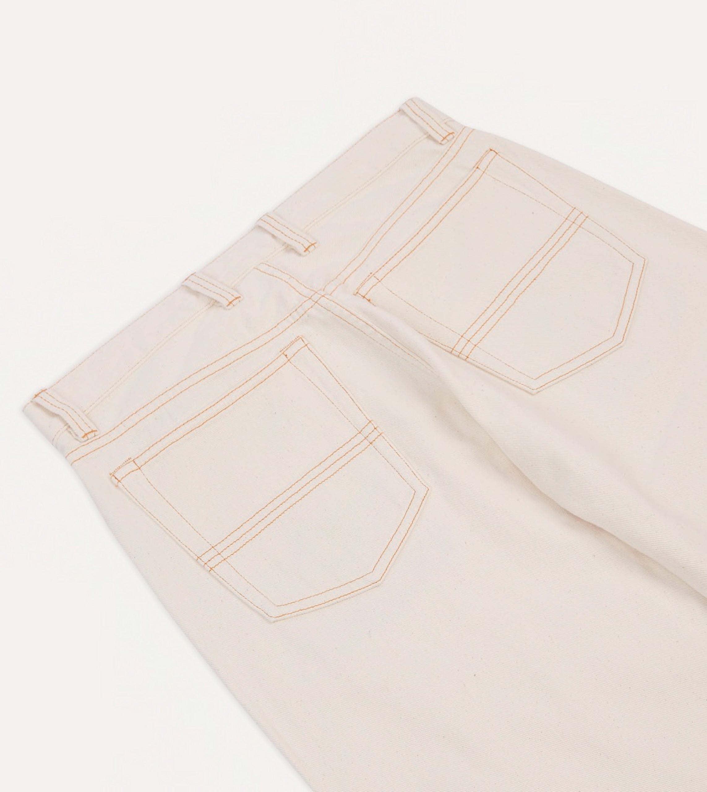 Ecru 12.7oz Selvedge Denim Contrast Stitch Five-Pocket Jeans - Image 5